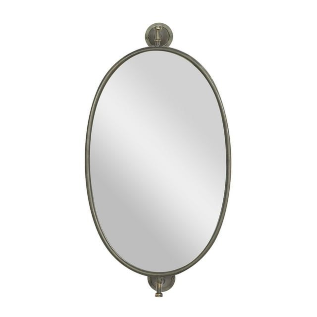 Bronze Oval Full Length Wood Wall Mirror, 15" x 28.6"