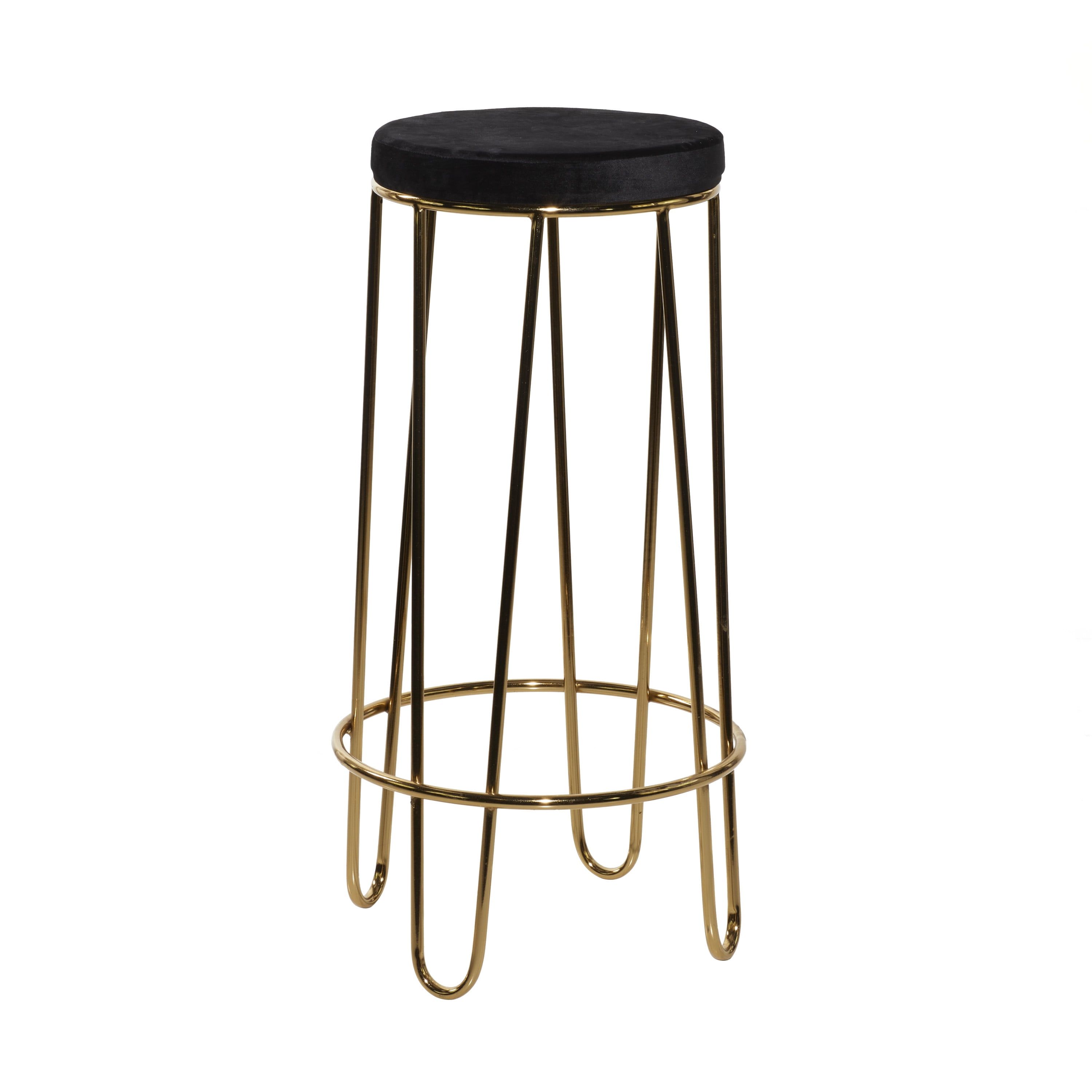 Sleek 31" Black Upholstered Metal Bar Stool