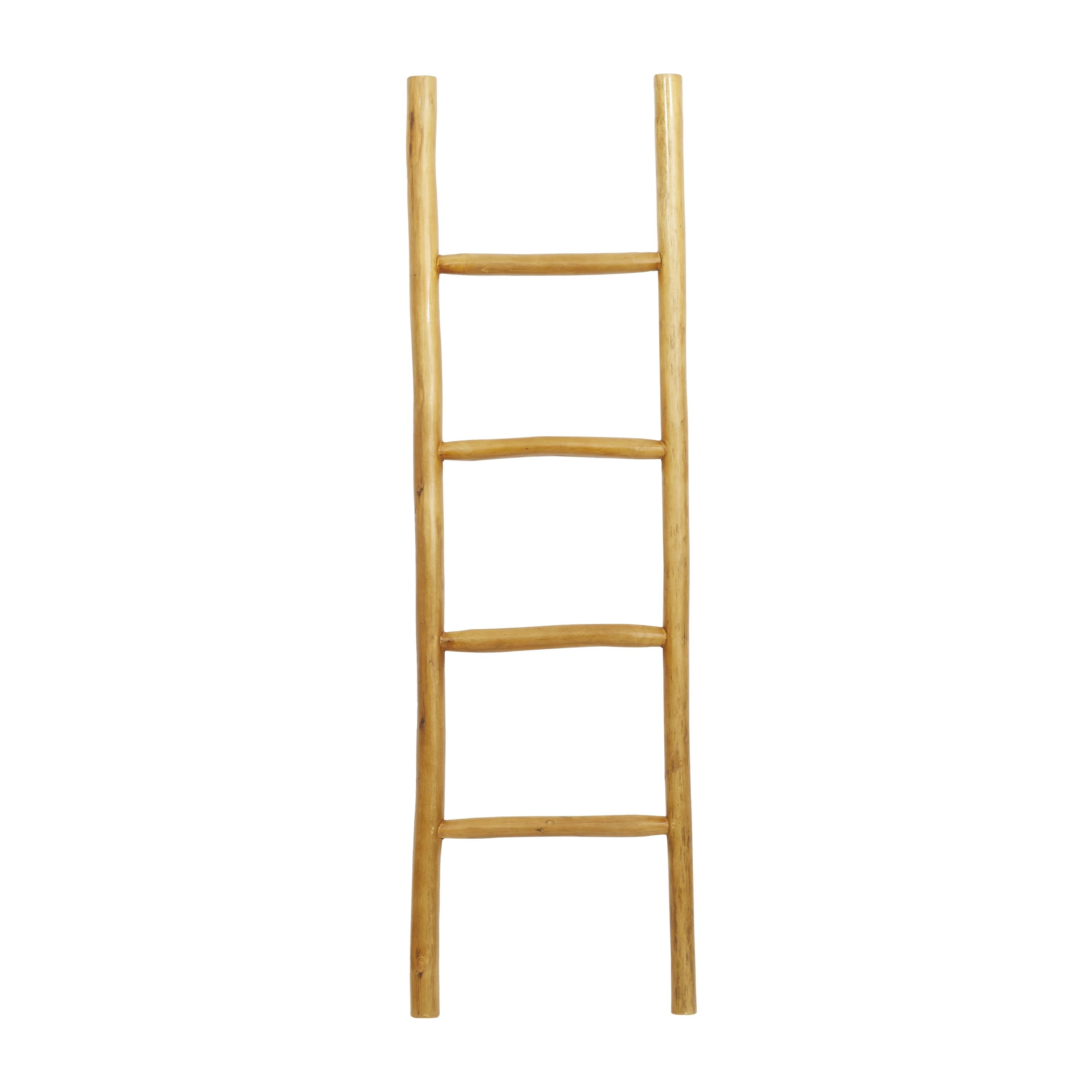 Brown Teak Wood Handmade 4 Rack Ladder