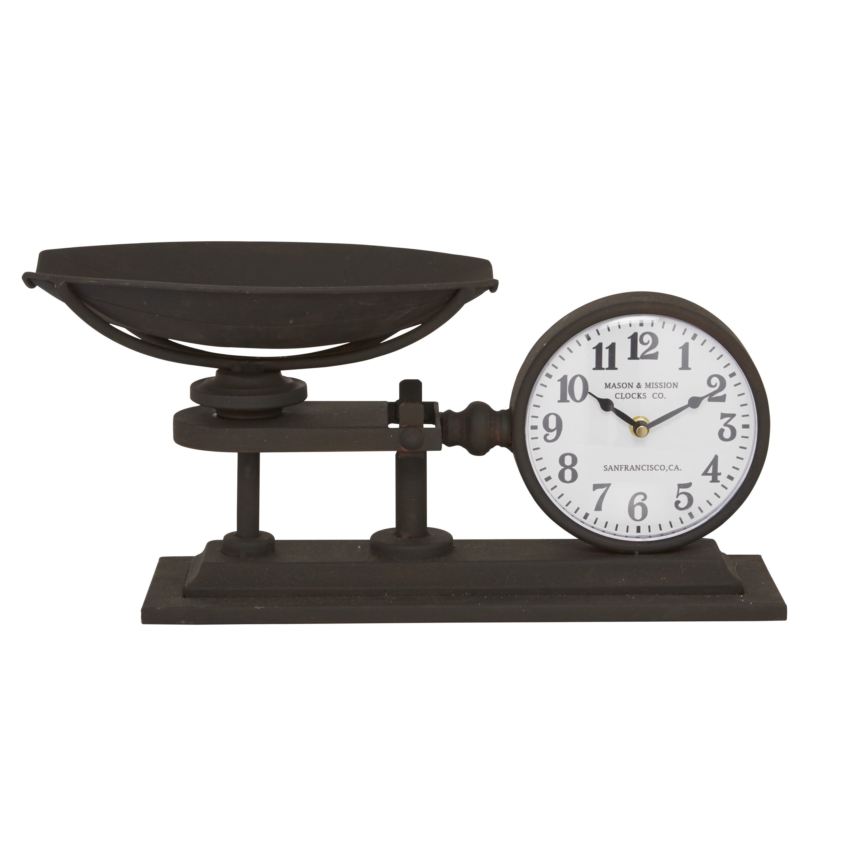 Vintage Black Metal Analog Tabletop Scale Clock