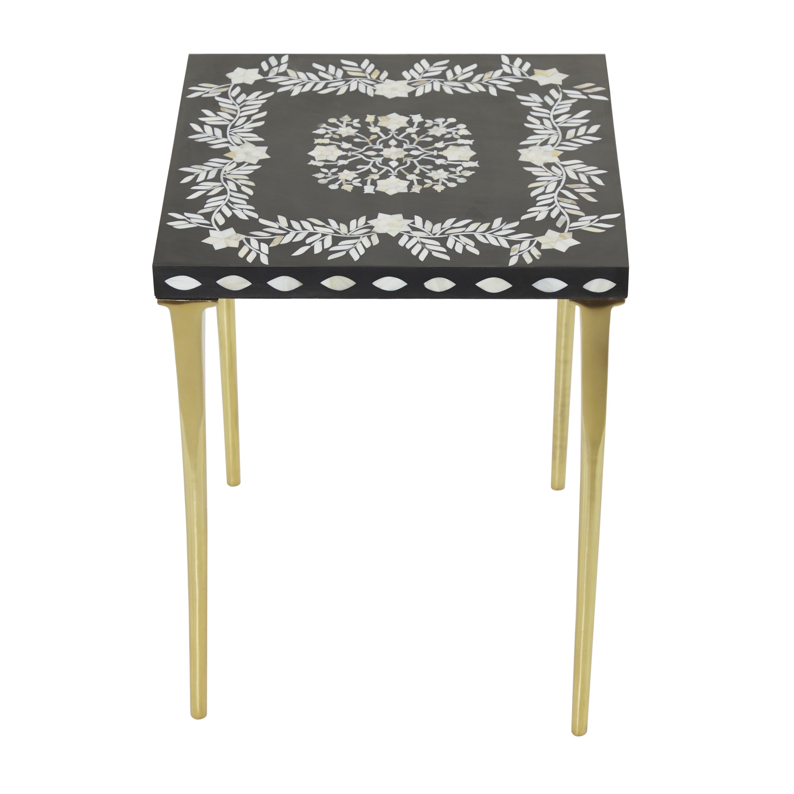 Elegant 20'' Gold and Black Wood-Metal Eclectic Accent Table