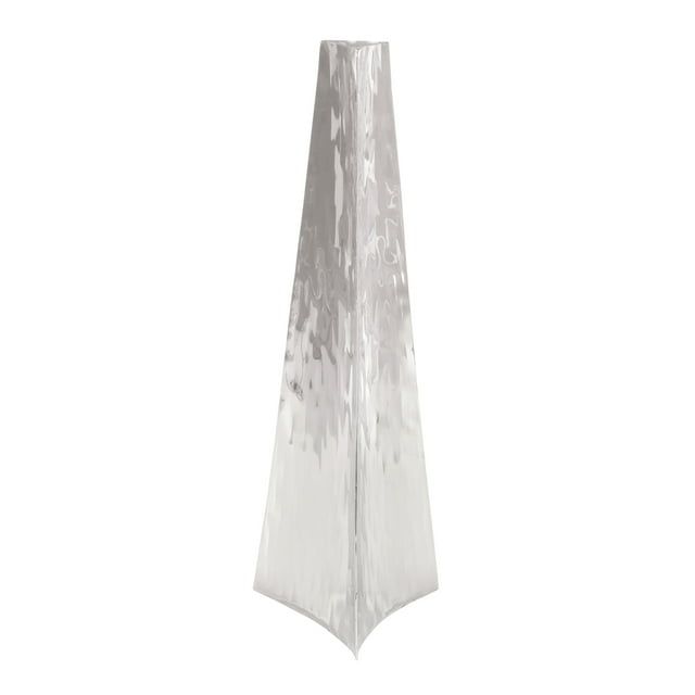 Tall Polished Silver Stainless Steel Abstract Floor Vase