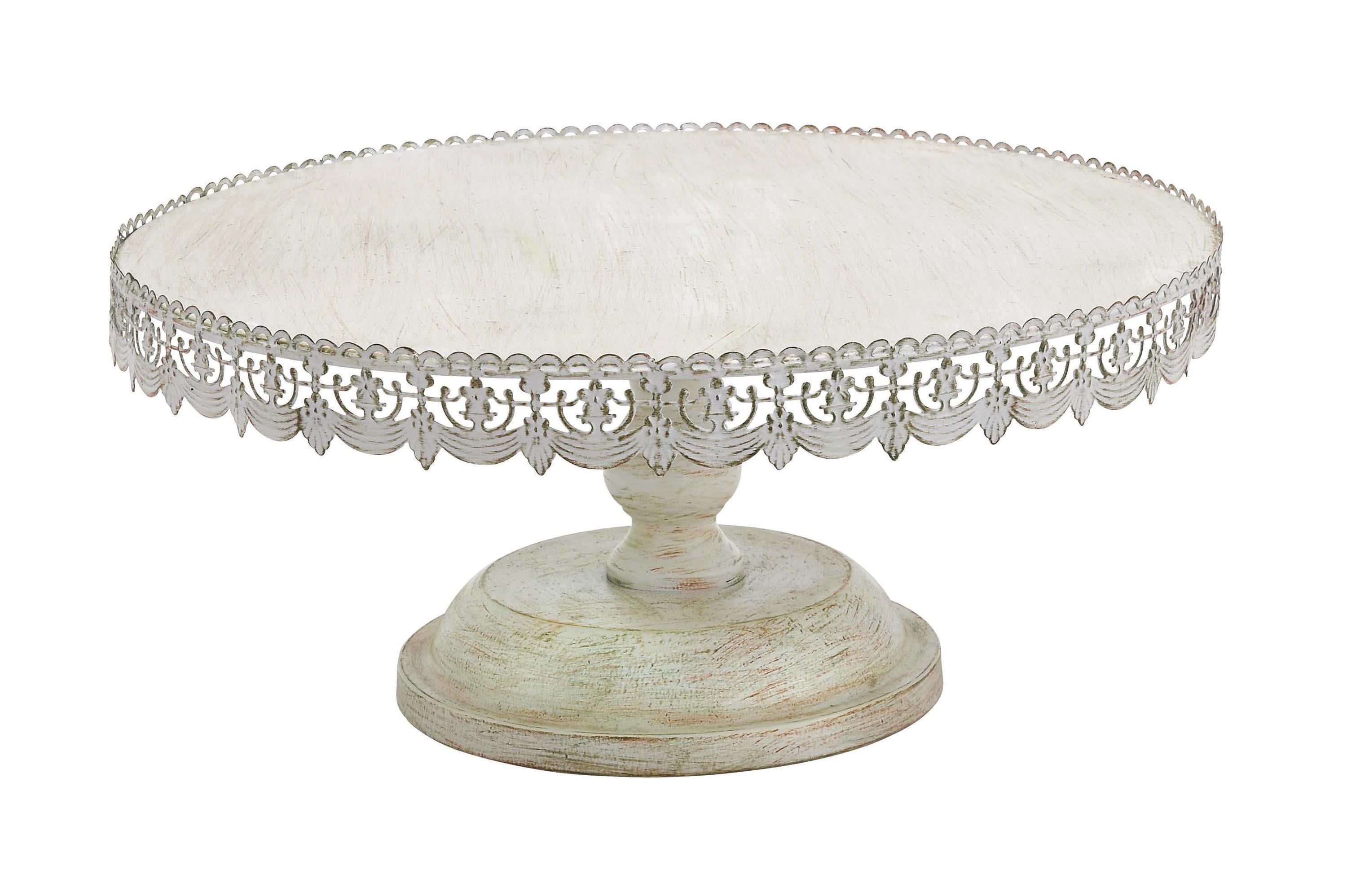 White Lace Inspired Ceramic Pedestal Cake Stand, 22"