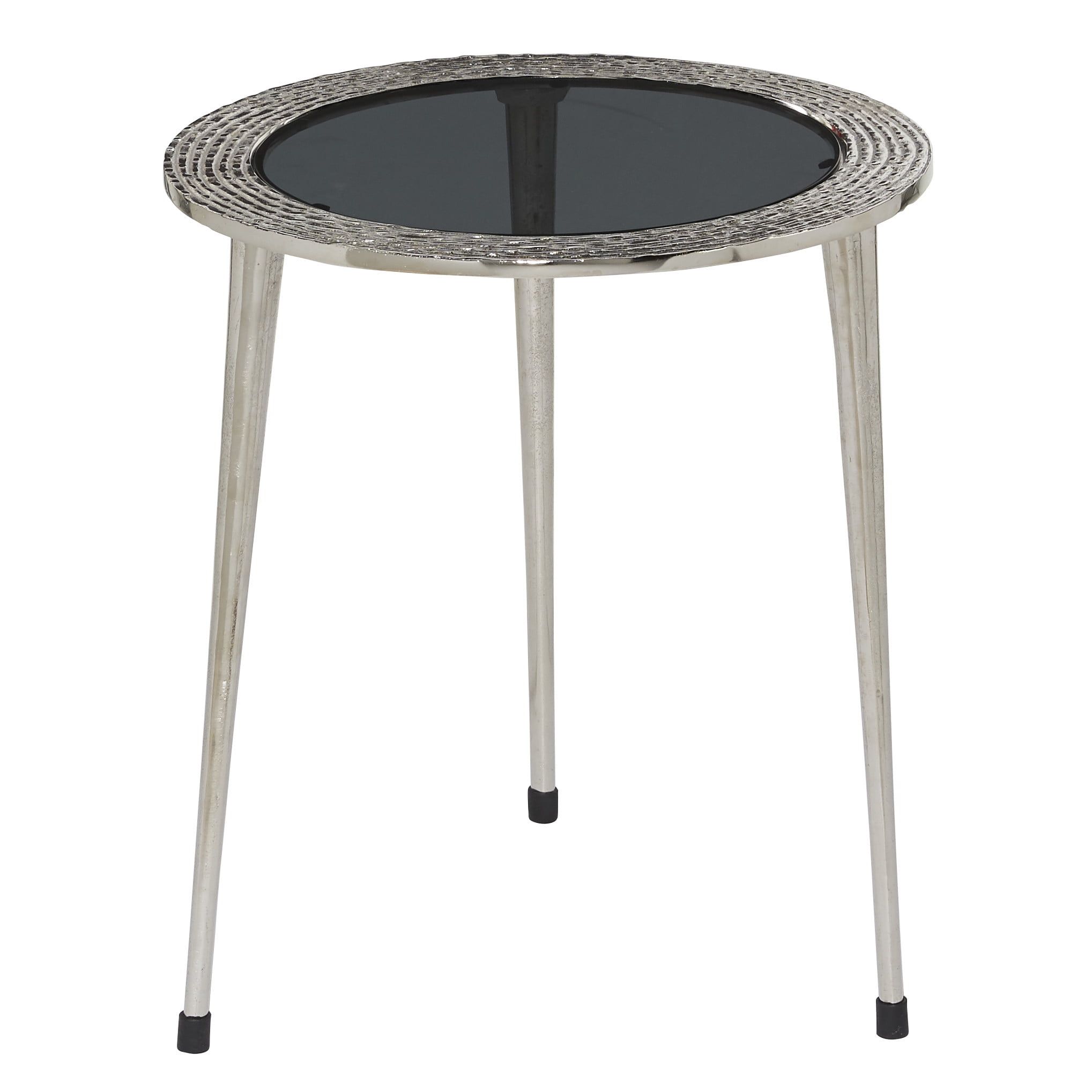 Round Walnut and Glass Contemporary Accent Table