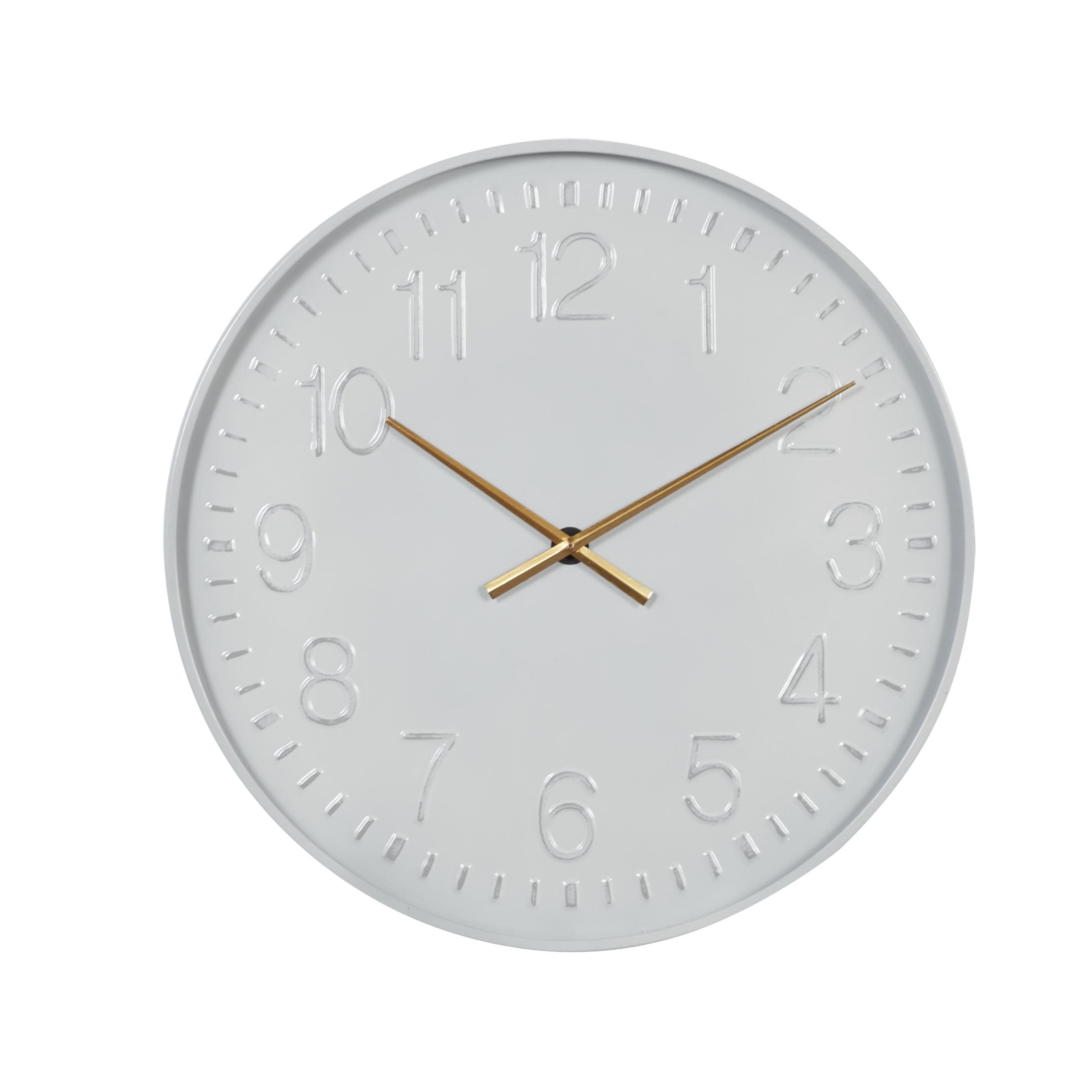 24" White and Gold Metal Round Wall Clock