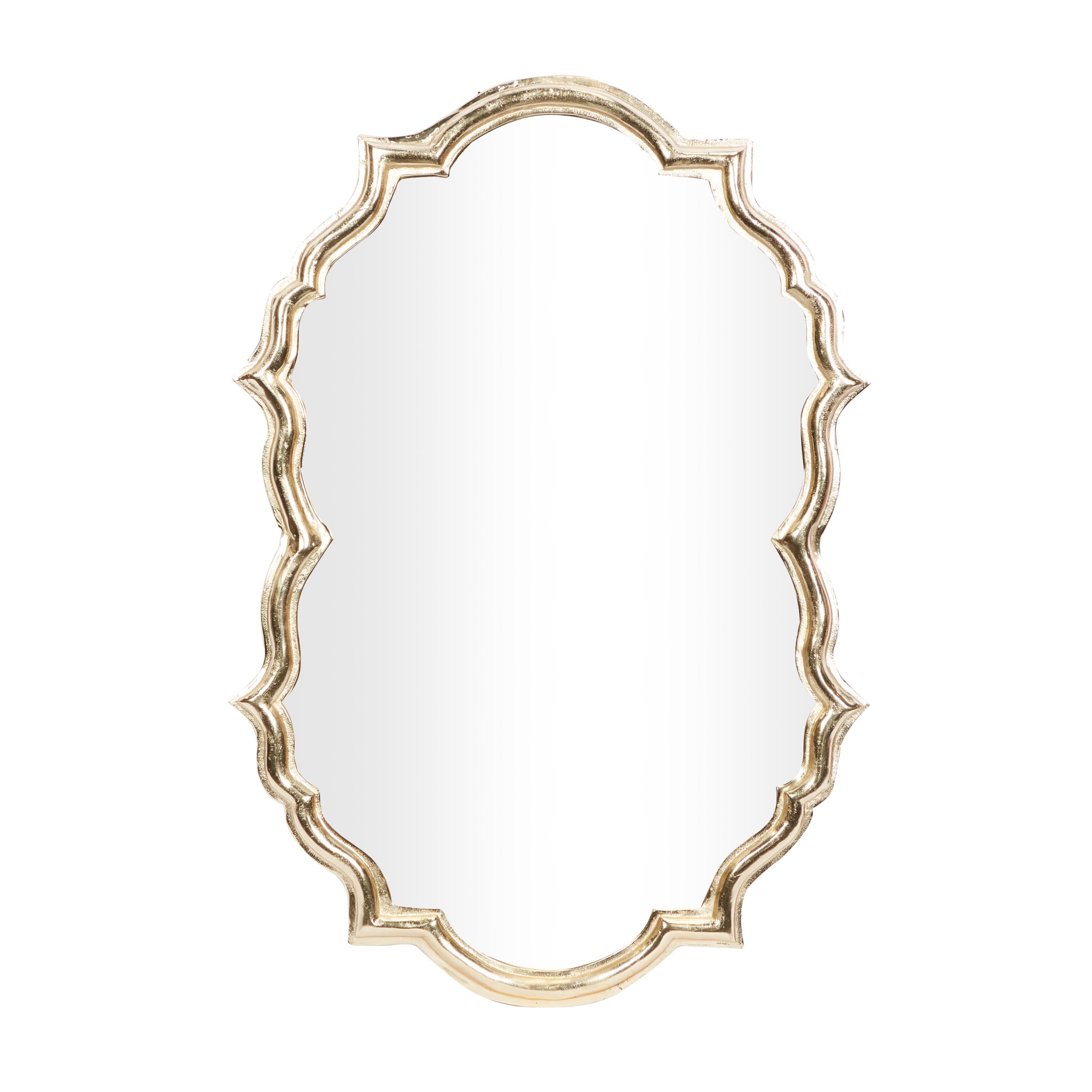 24.7" x 36" Gold Aluminum Scallop Edge Contemporary Wall Mirror