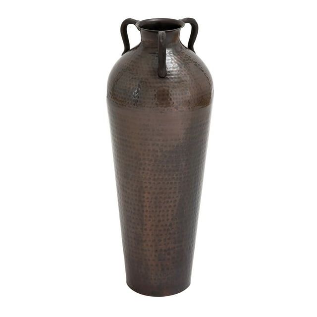 Mediterranean Bronze 28" Tall Hammered Metal Floor Vase