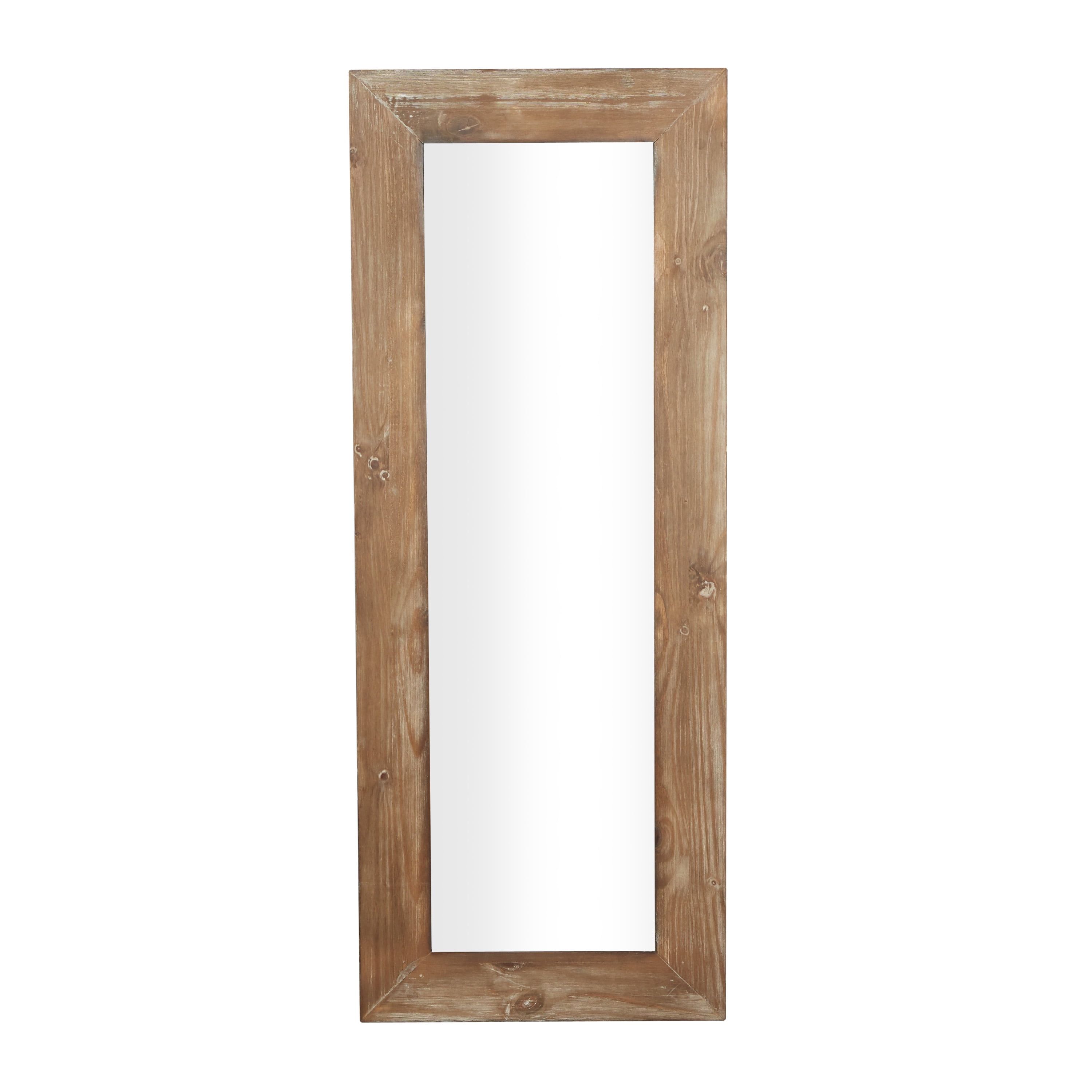 Oversized Brown Rectangular Full Length Wood Mirror