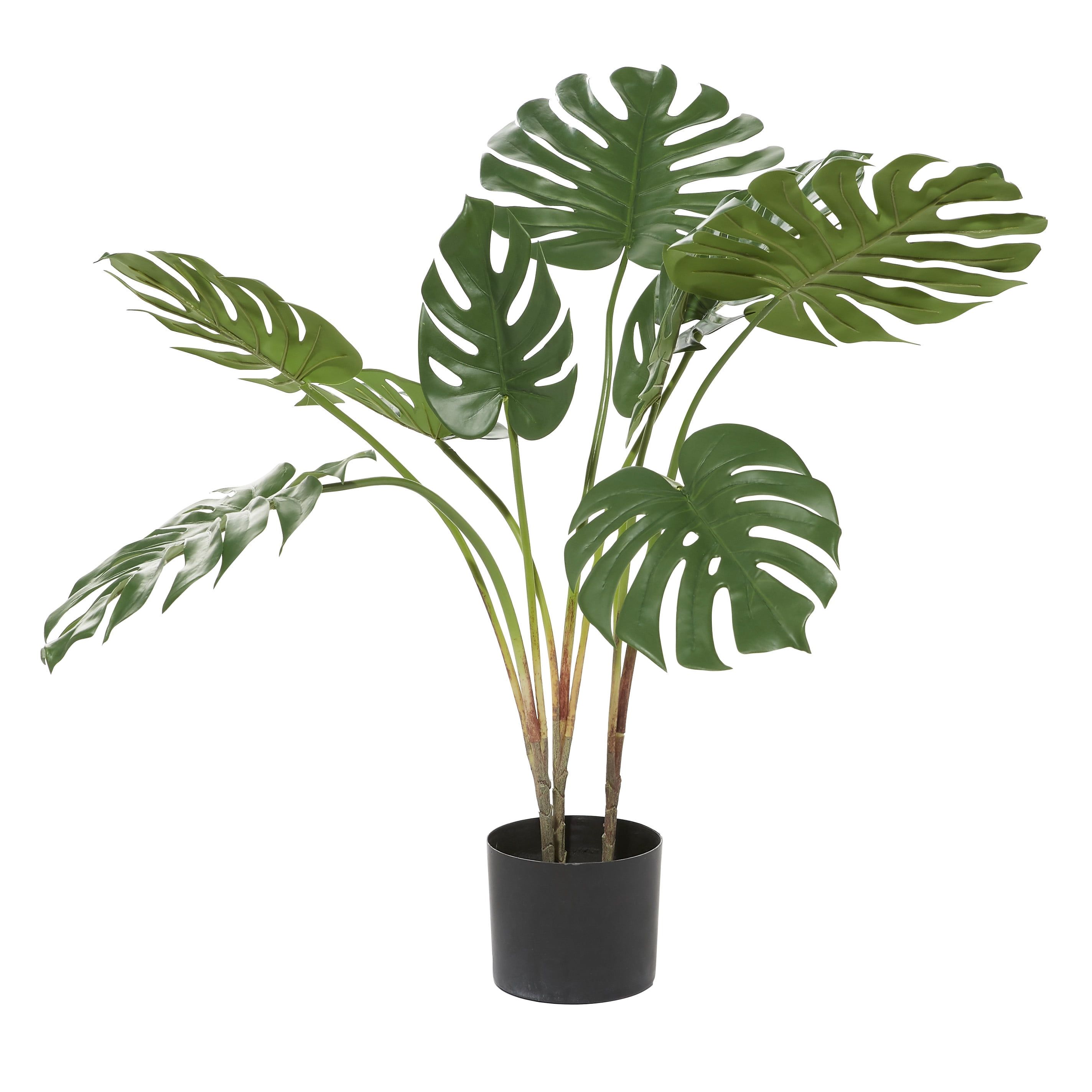 34" Green Plastic Potted Outdoor Monstera Plant