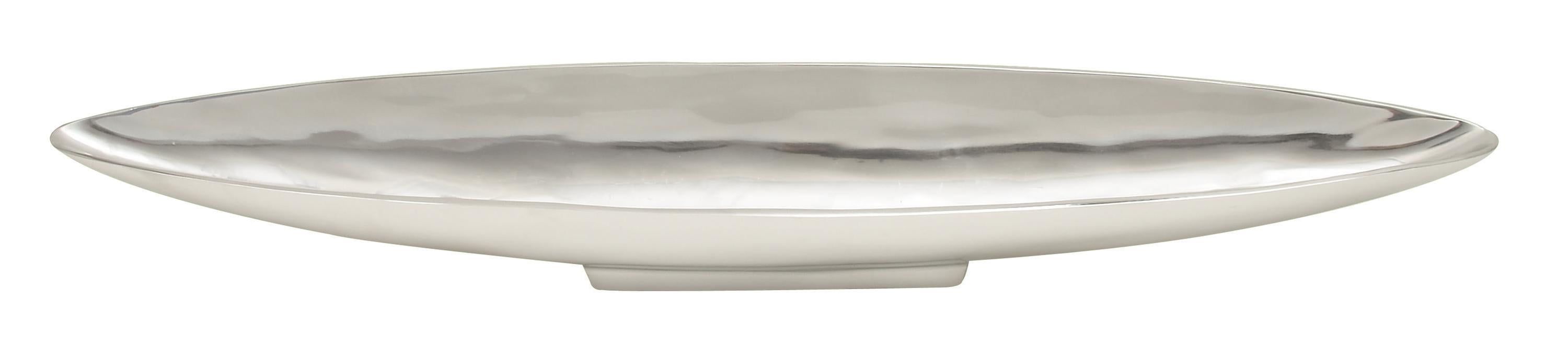 Silver Aluminum Oval Modern Decorative Tray, 28.5"