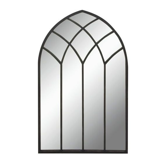 Black Arched Windowpane Full Length Wall Mirror