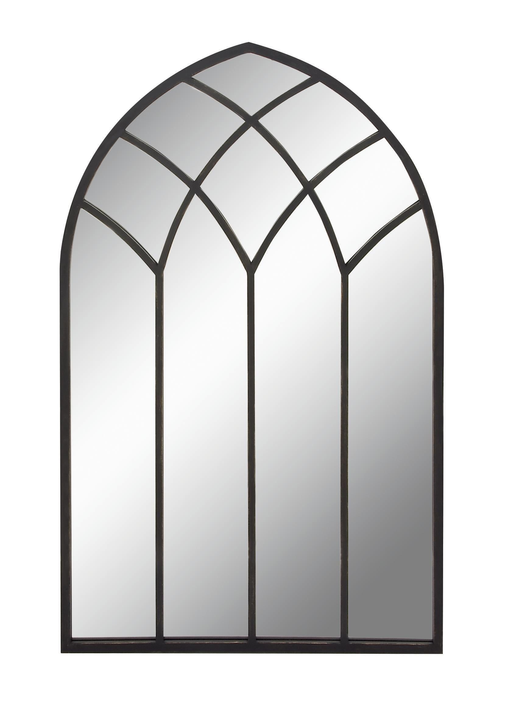 Black Arched Windowpane Full Length Wall Mirror