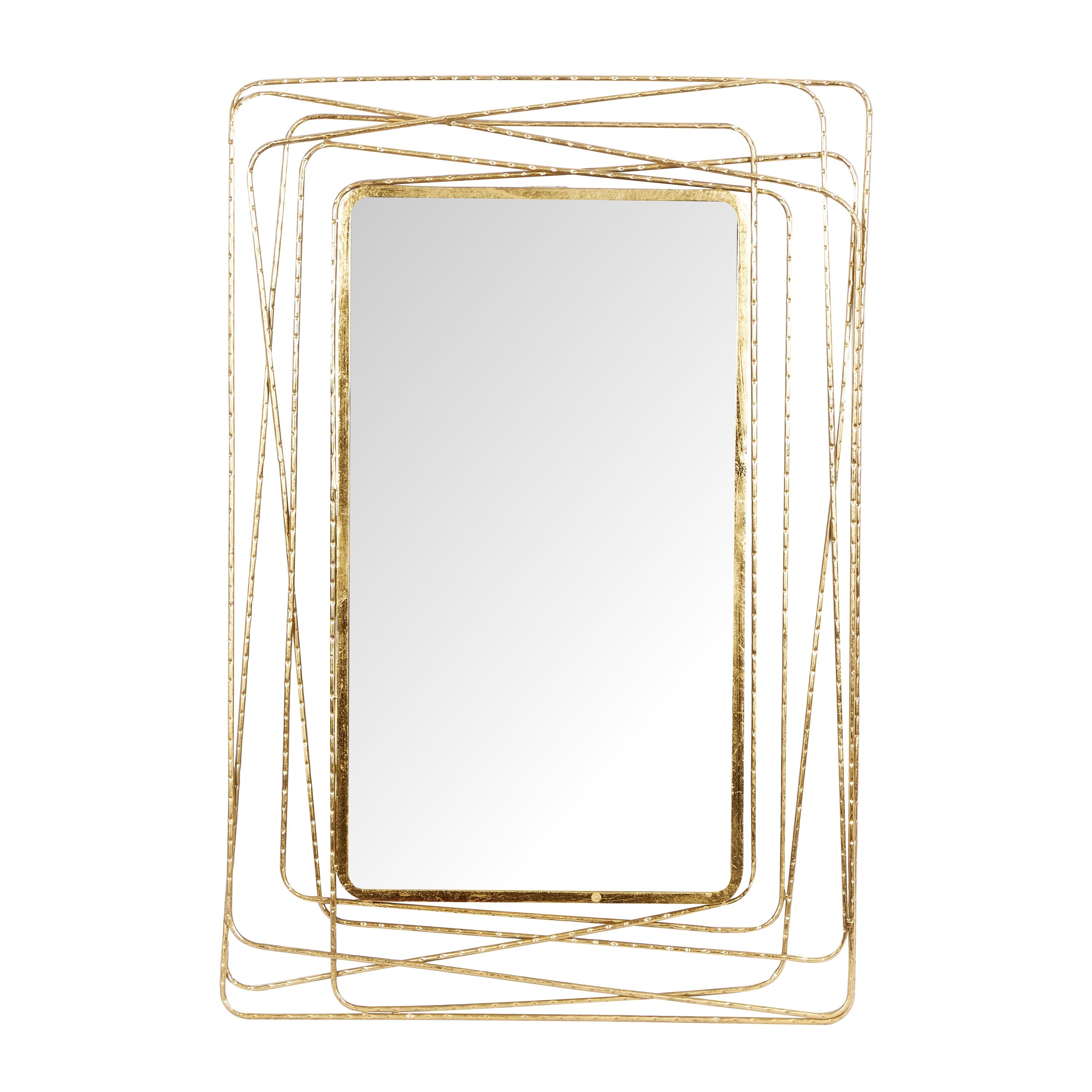 Modern Full Length Polished Gold Rectangular Wall Mirror