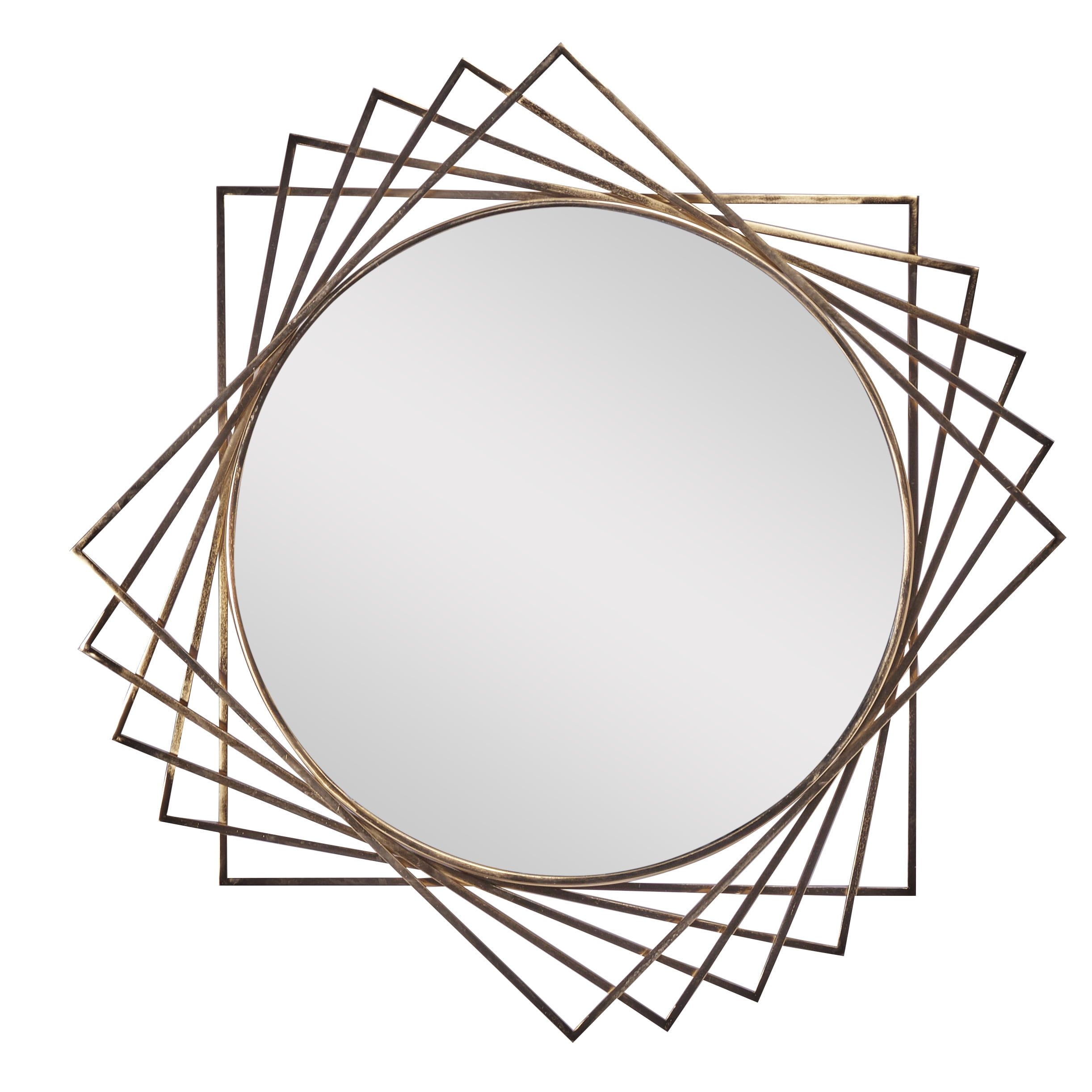 Large Round Gold Metal Wall Mirror