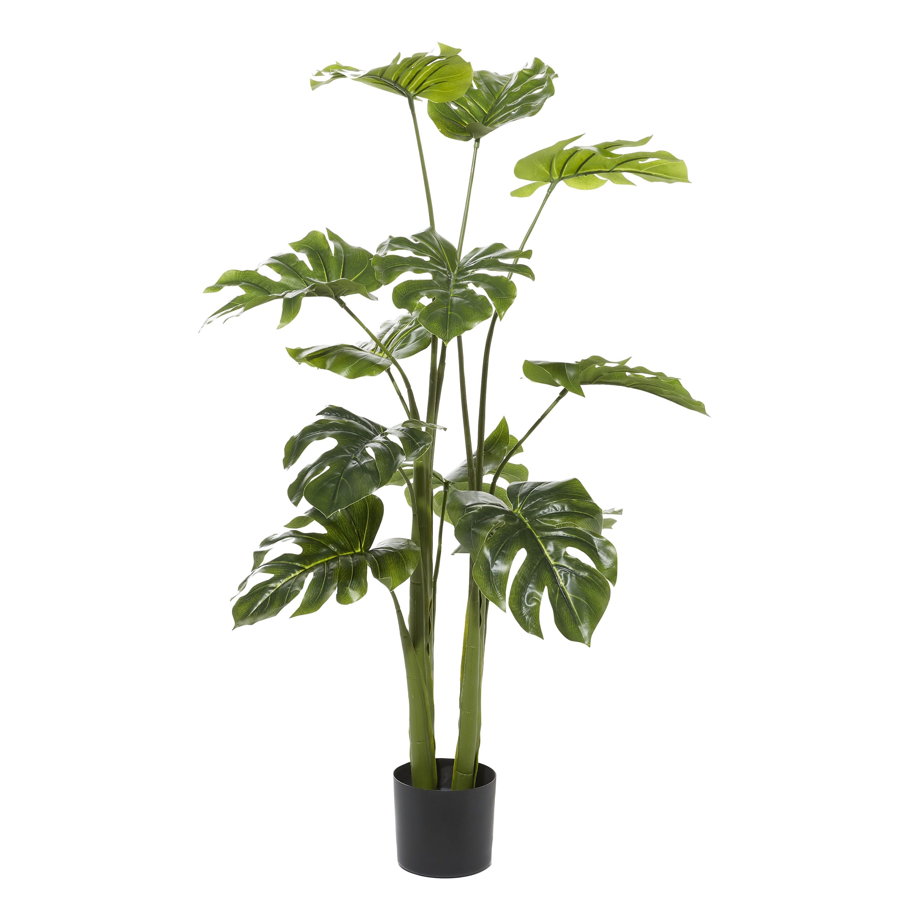 48" Green Artificial Monstera Plant in Black Pot