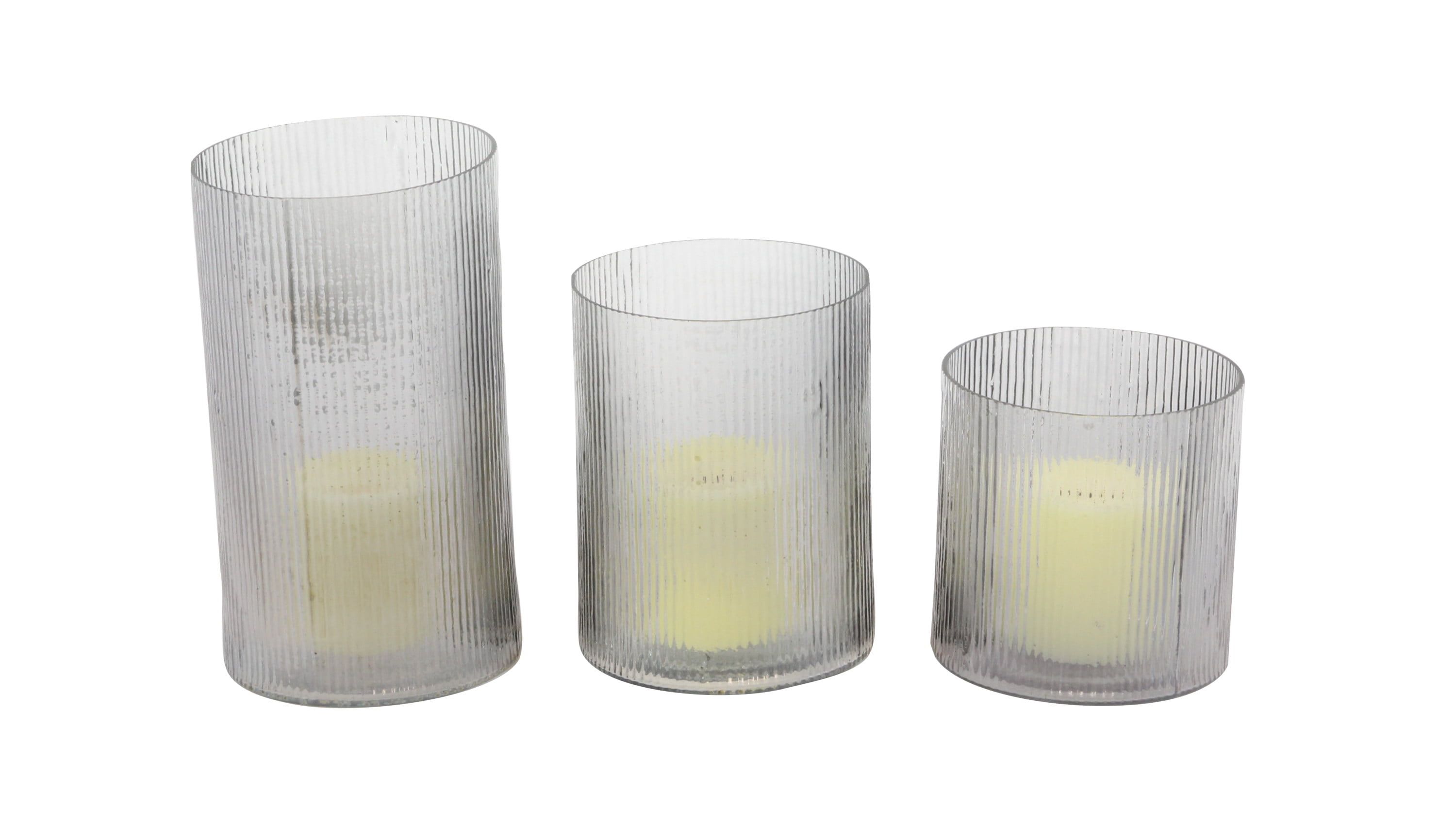 Elegant Traditional Glass Hurricane Candle Lantern Trio