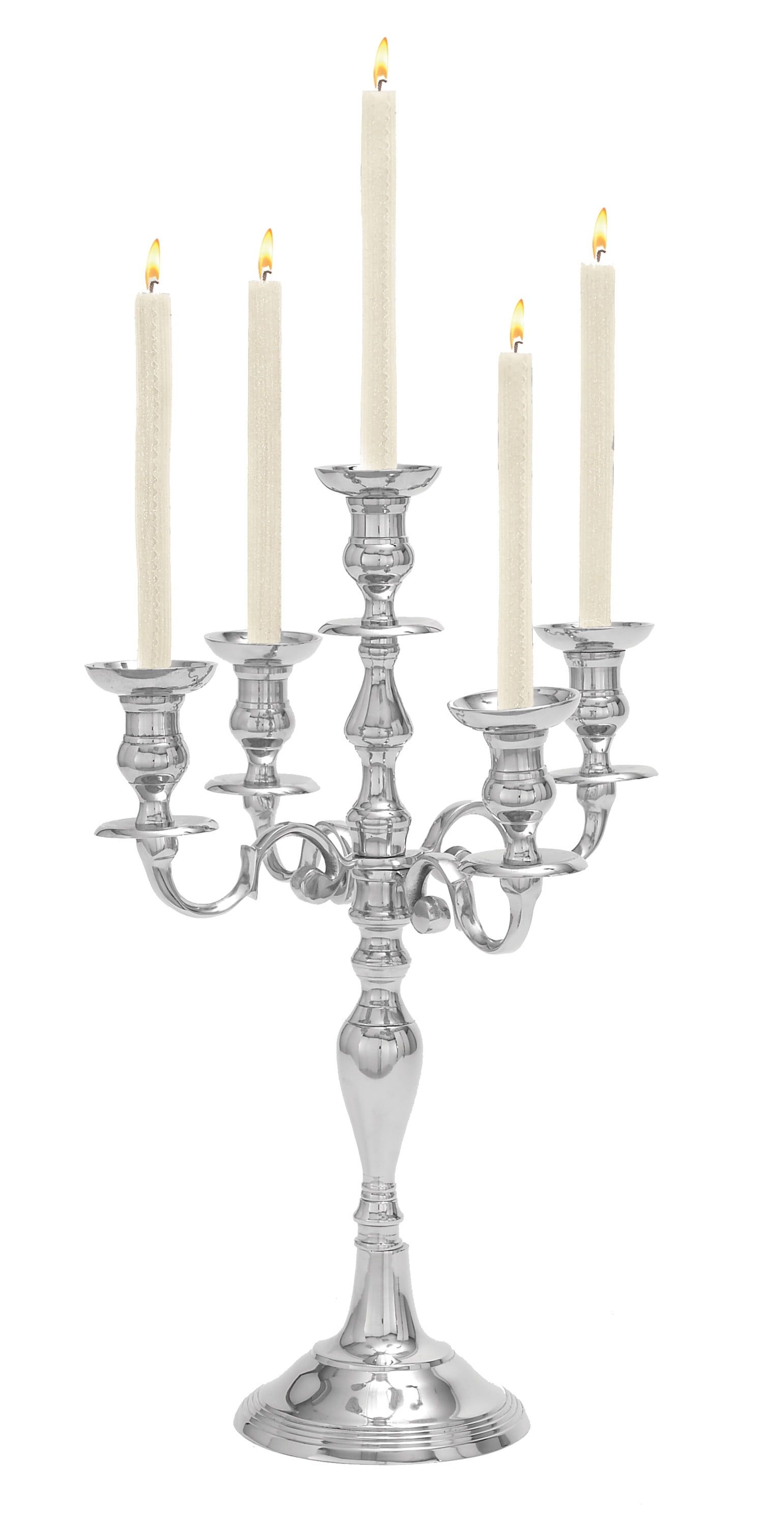 Elegant Silver Aluminum 5-Arm Candelabra, 24" Height