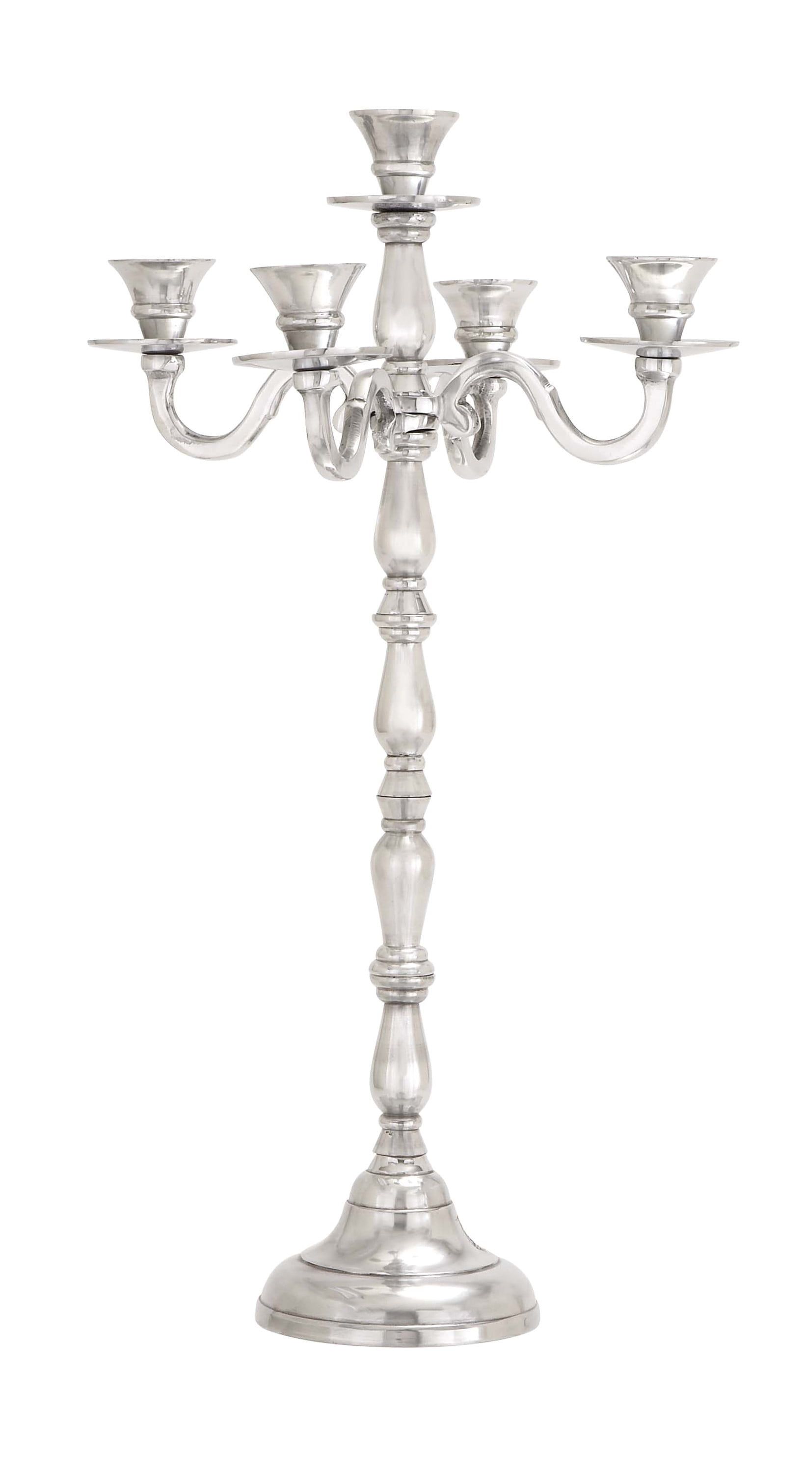 Elegant Silver Aluminum 5-Branch Candelabra, 23" Height