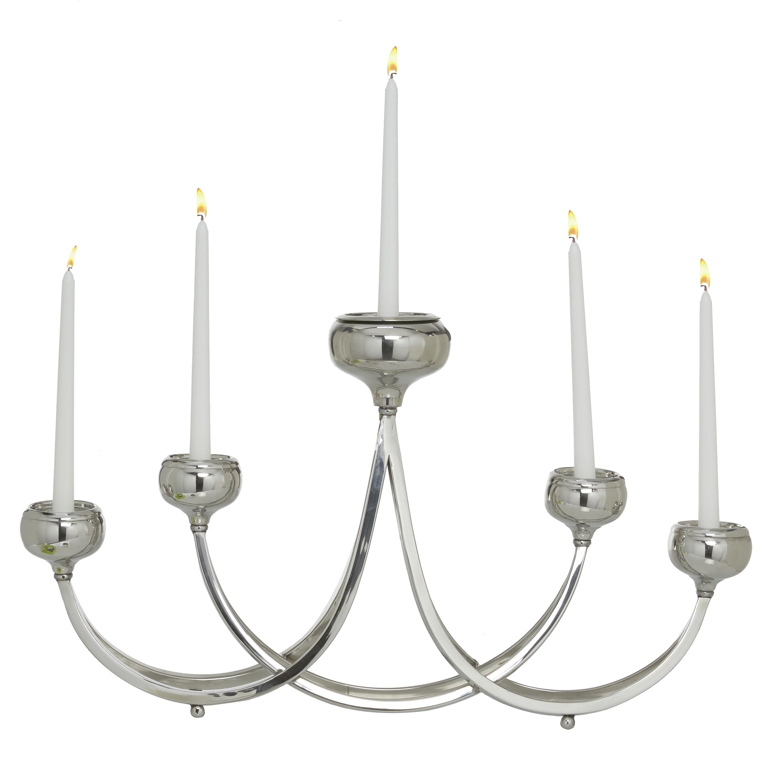 Silver Stainless Steel 28" 6-Holder Candelabra