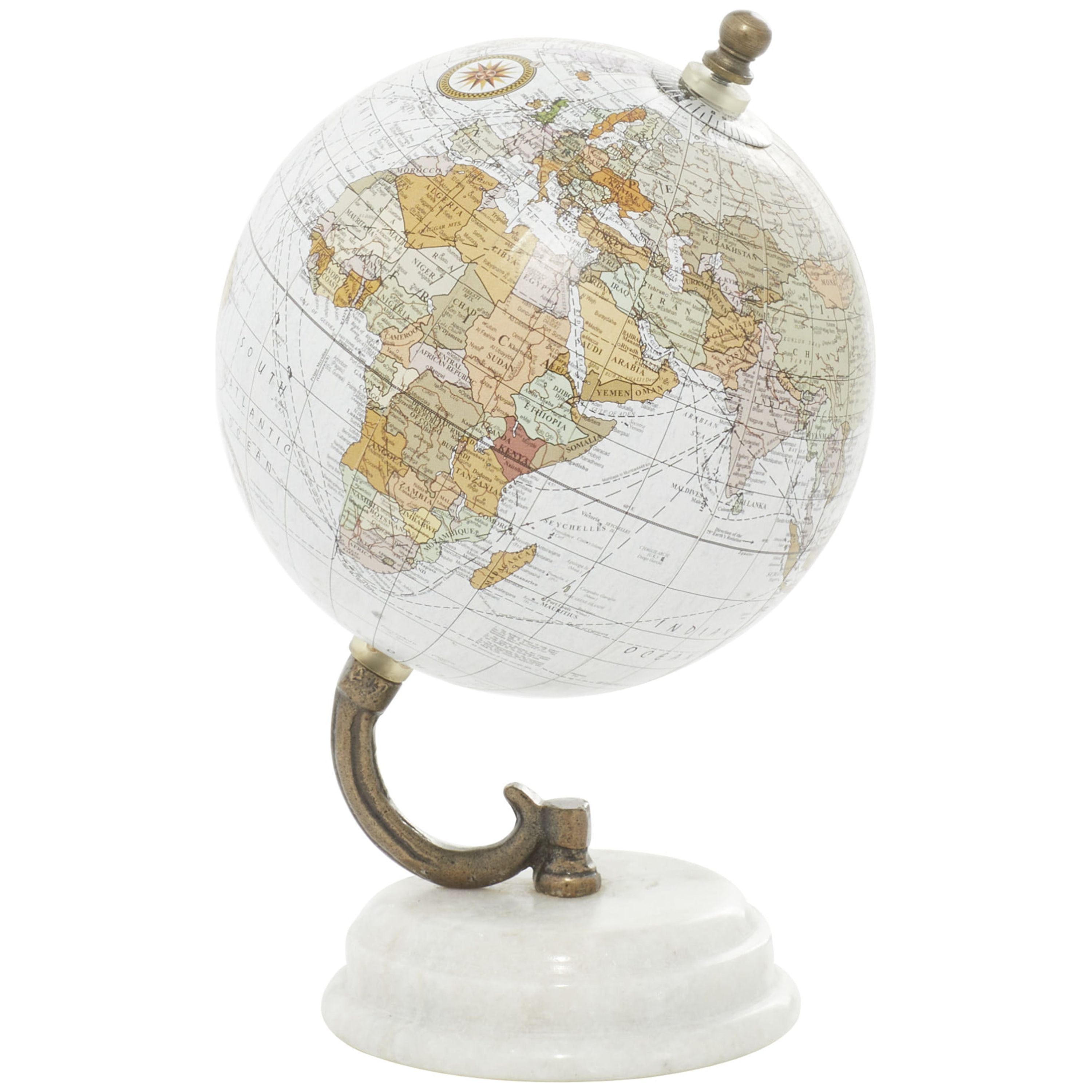 5" White Globe with White Marble Base Tabletop Decor