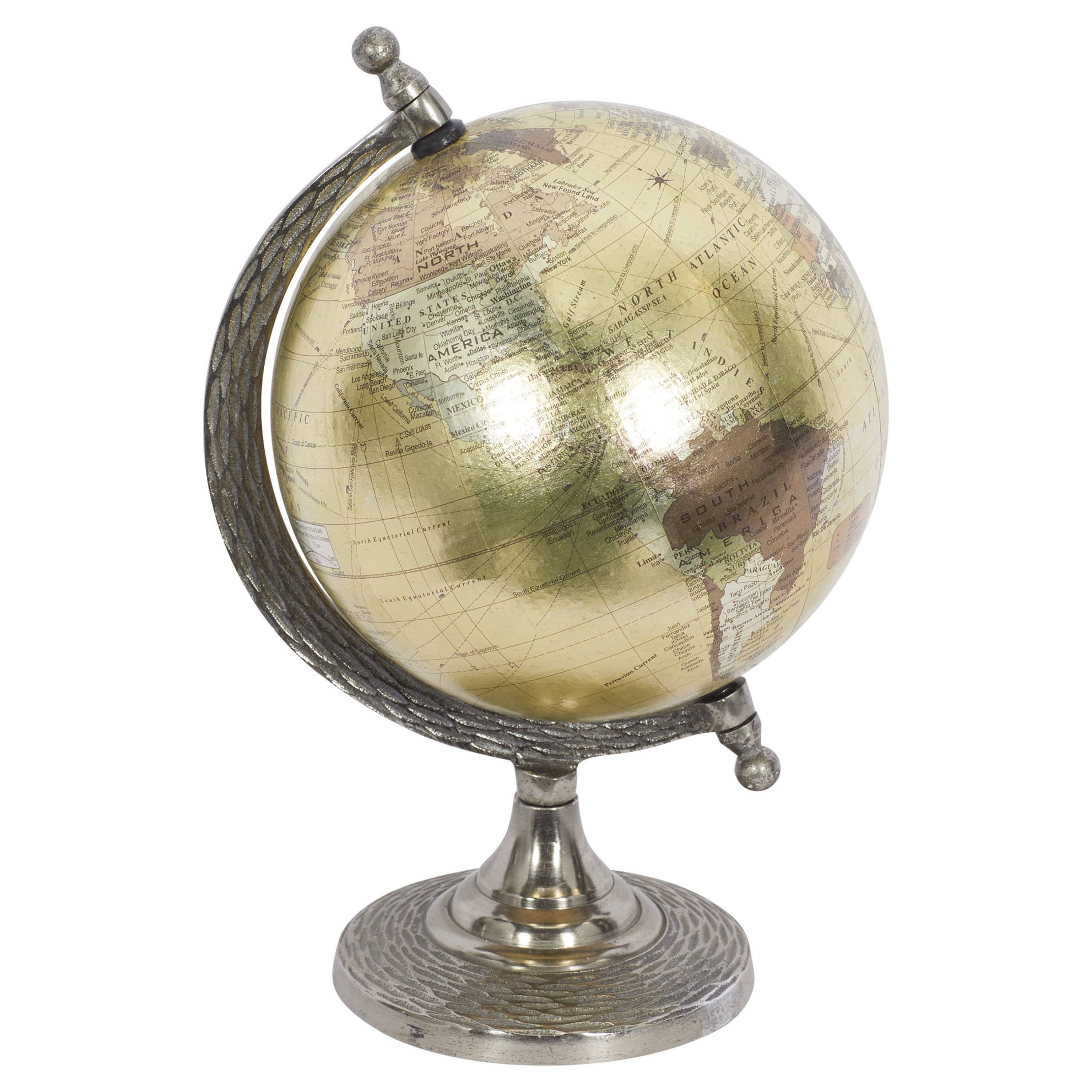 Elegant Traditional Brown Aluminum Globe, 7" x 10"