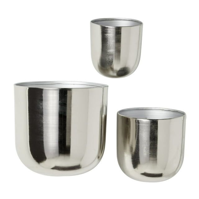 Silver Iron Indoor Outdoor Floating Wall Planter Set
