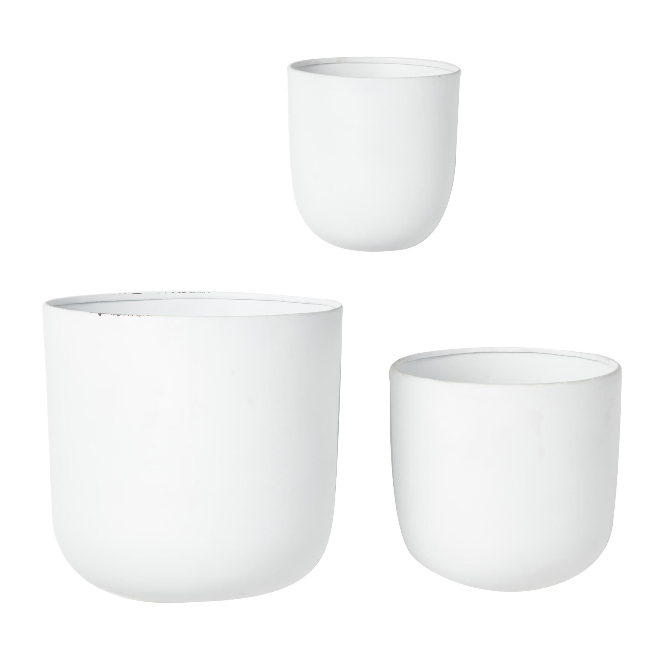 White Metal Indoor Outdoor Floating Dome Wall Planter Set