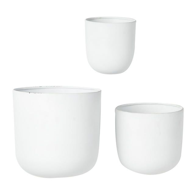 White Metal Indoor Outdoor Floating Dome Wall Planter Set