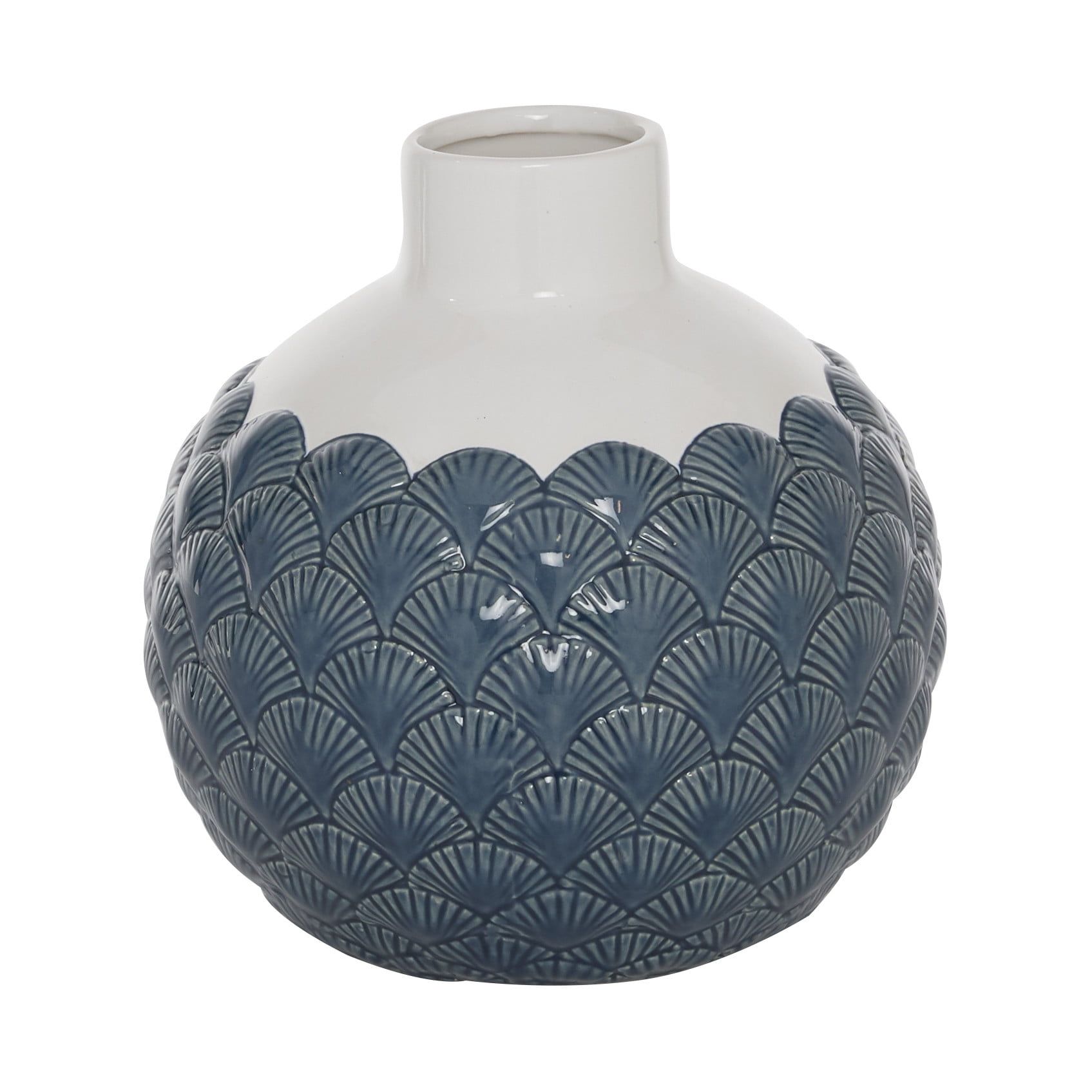 Blue and White Ceramic Coastal Decorative Vase