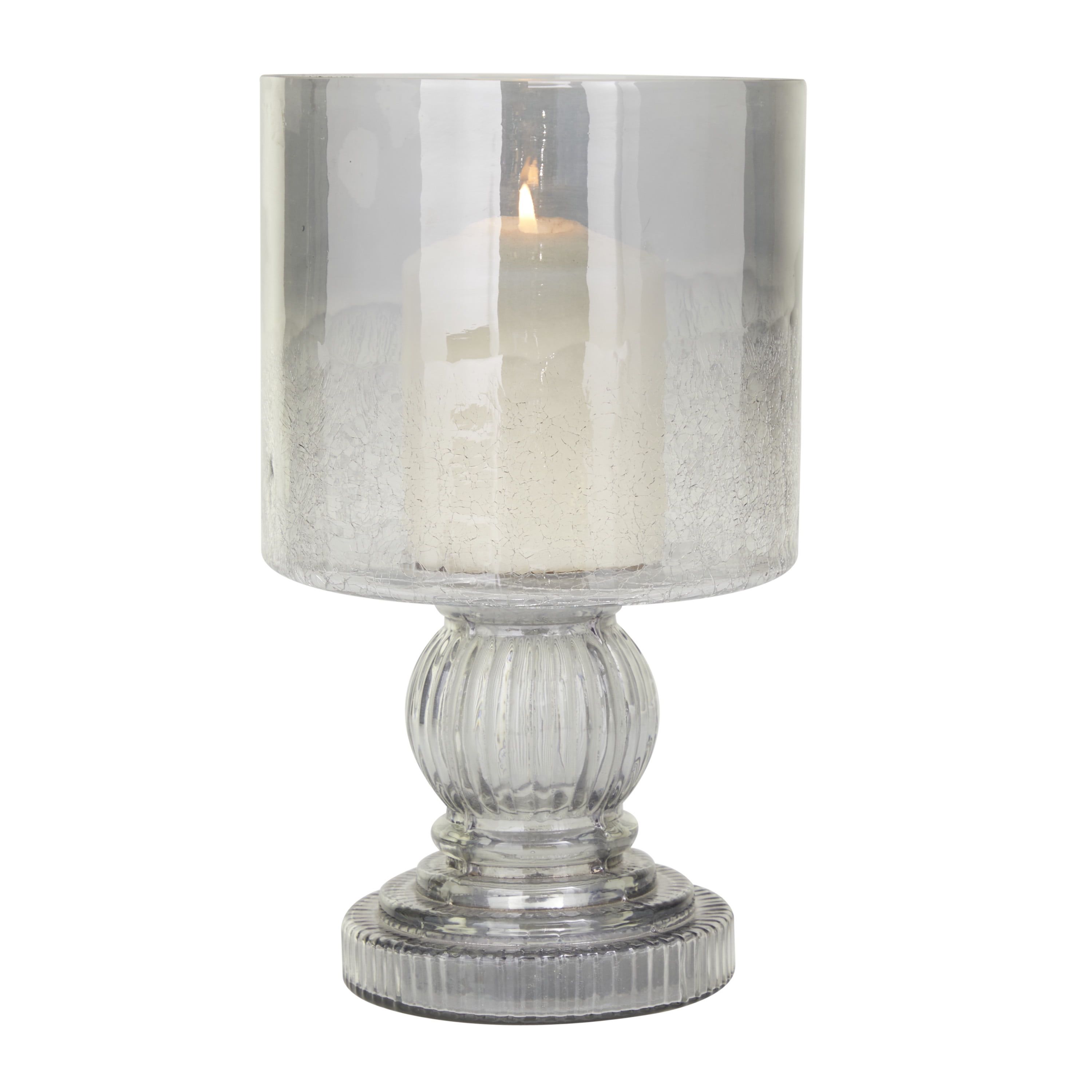 Black Glass Traditional Hurricane Lamp with Smoked Finish