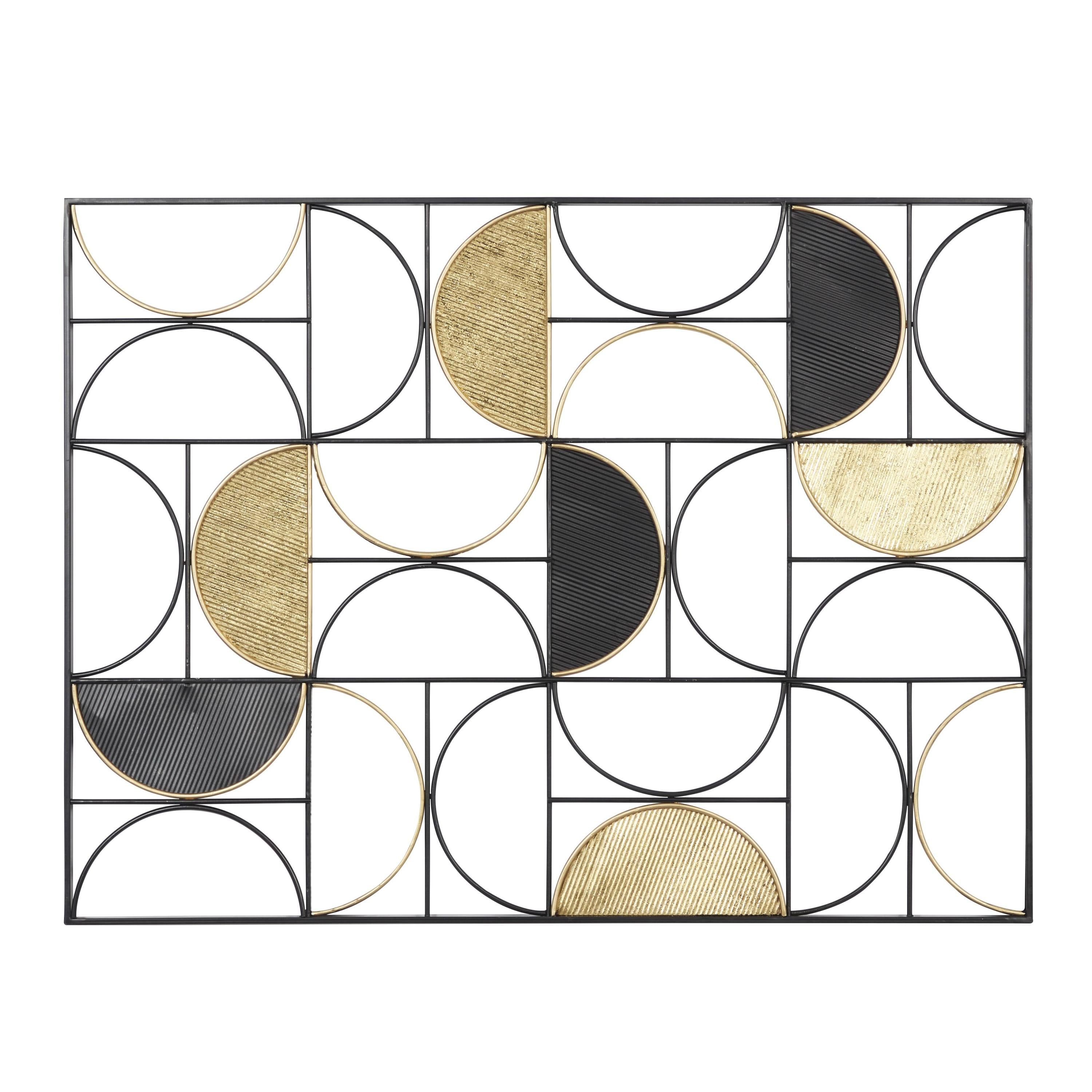 Black and Gold Geometric Half Moon Metal Wall Art