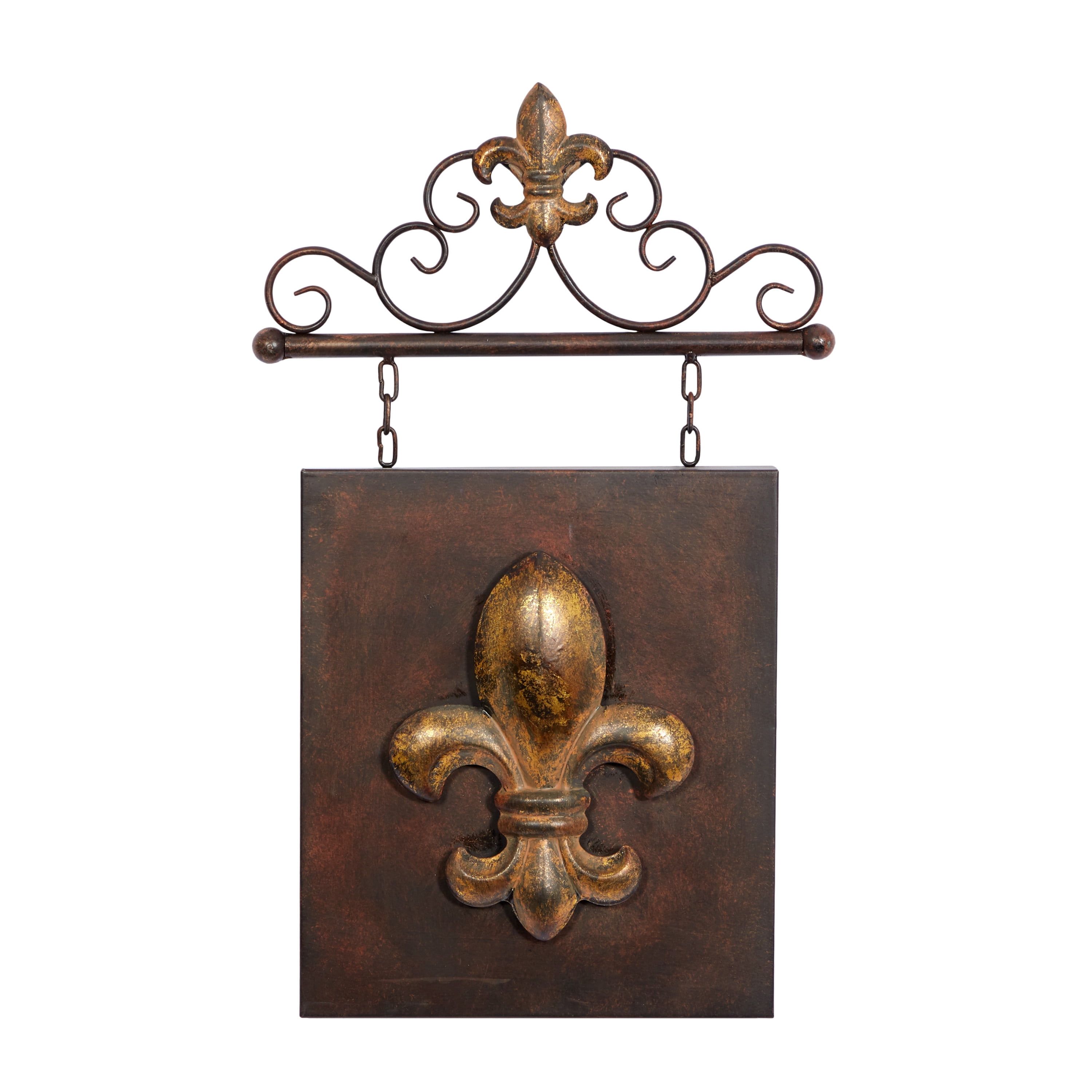 Elegant Fleur di Lis 23" Metal Arch Wall Sculpture Decor