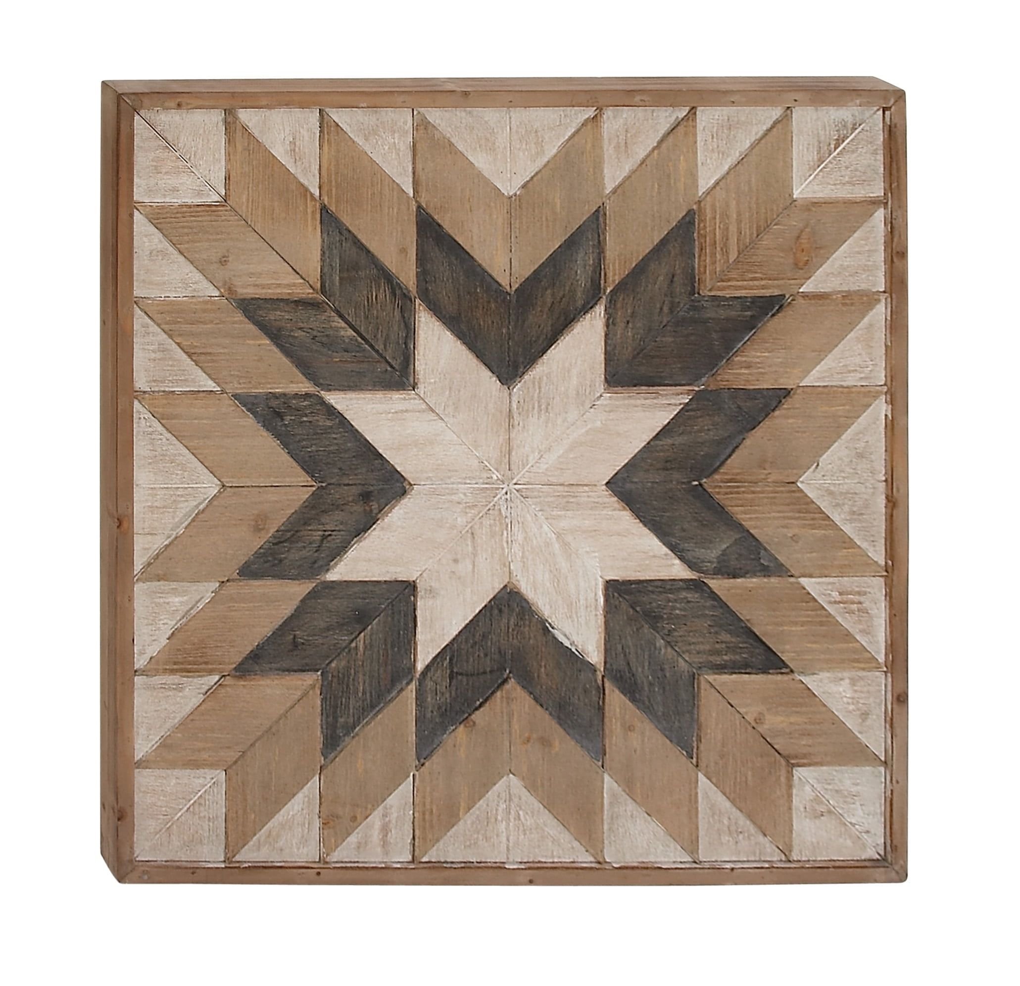 Brown and White Geometric Wood Wall Art 30" x 30"