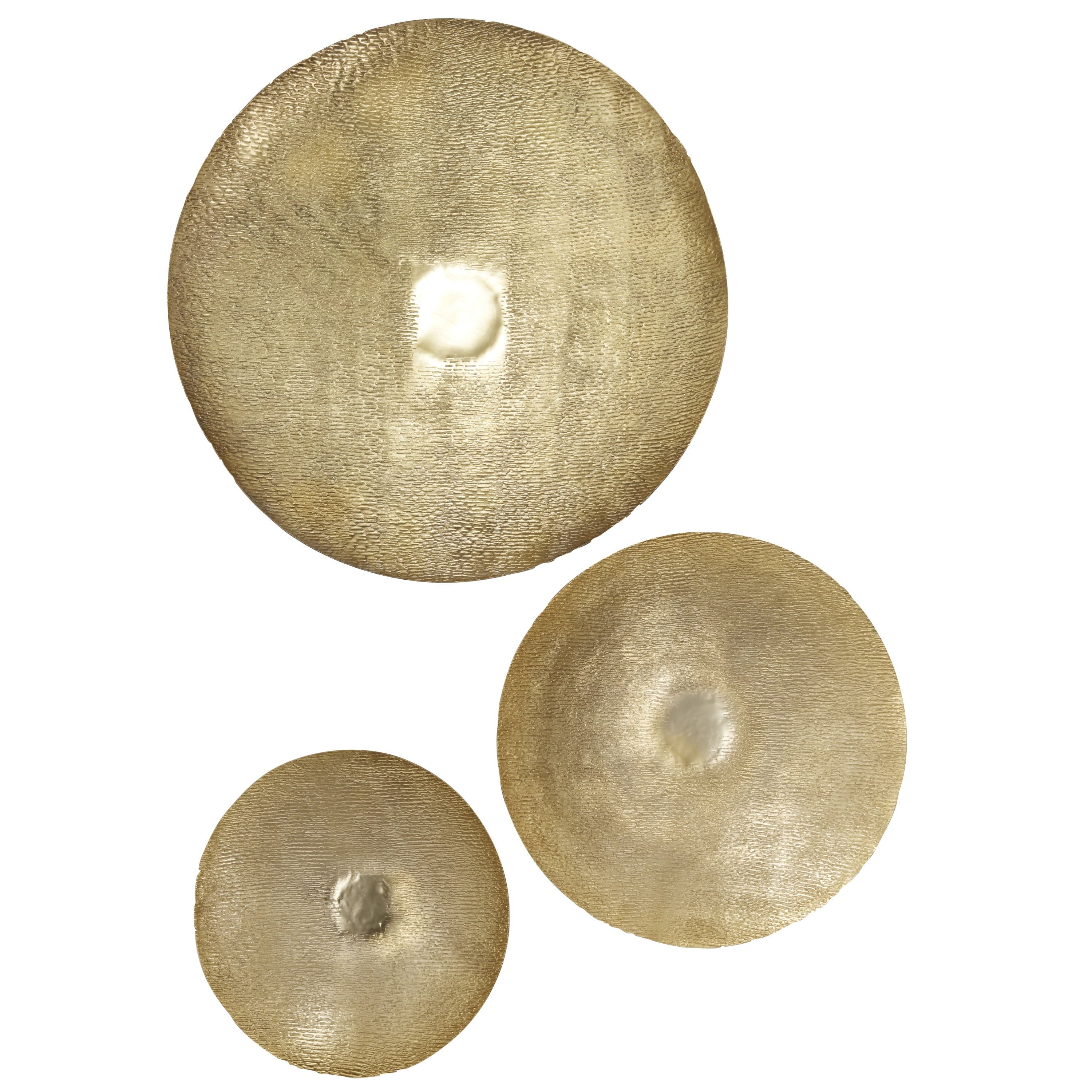 Gold Large Metallic Round Disk Wall Decor Set