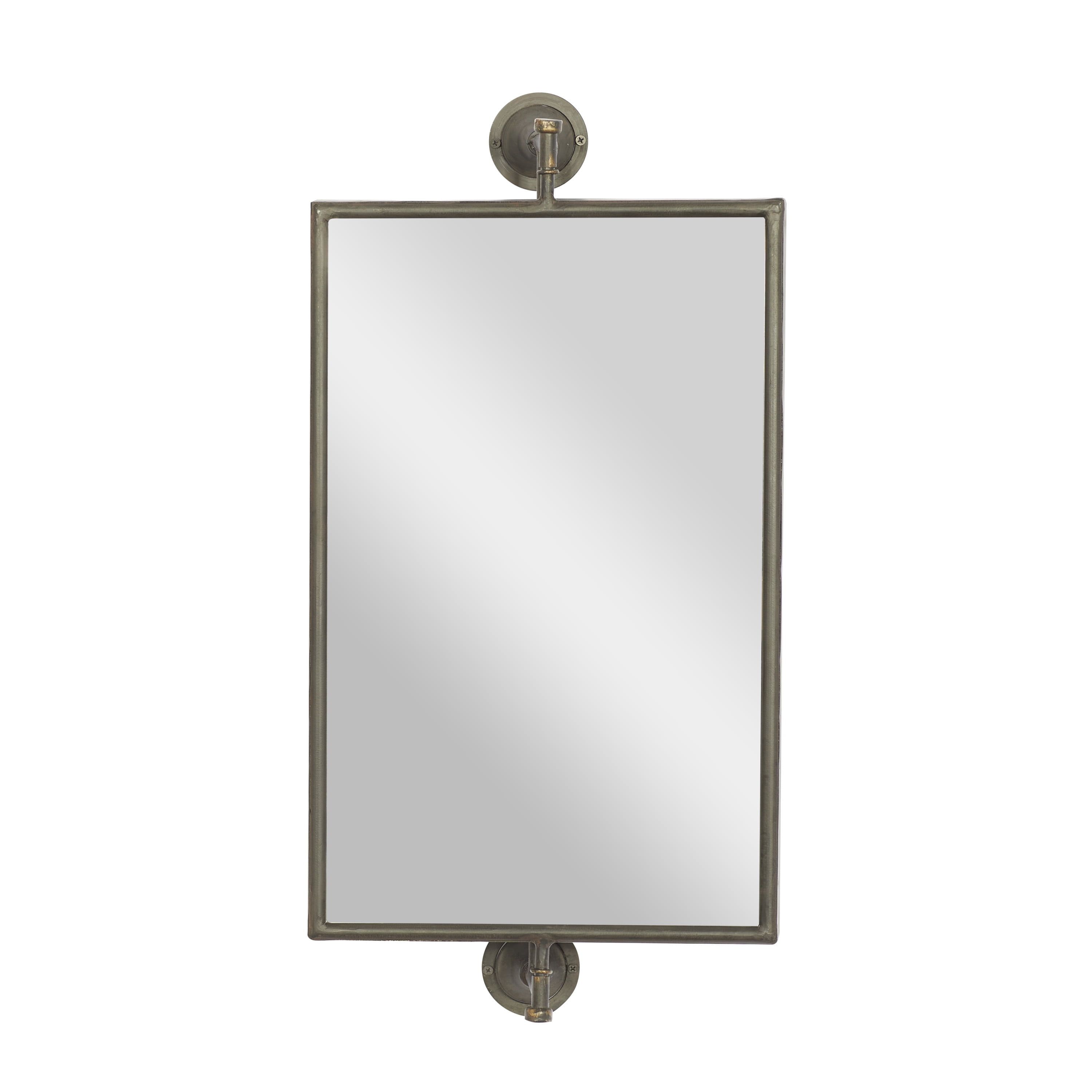 Industrial Black Rectangular Wall Mirror with Pull Handle