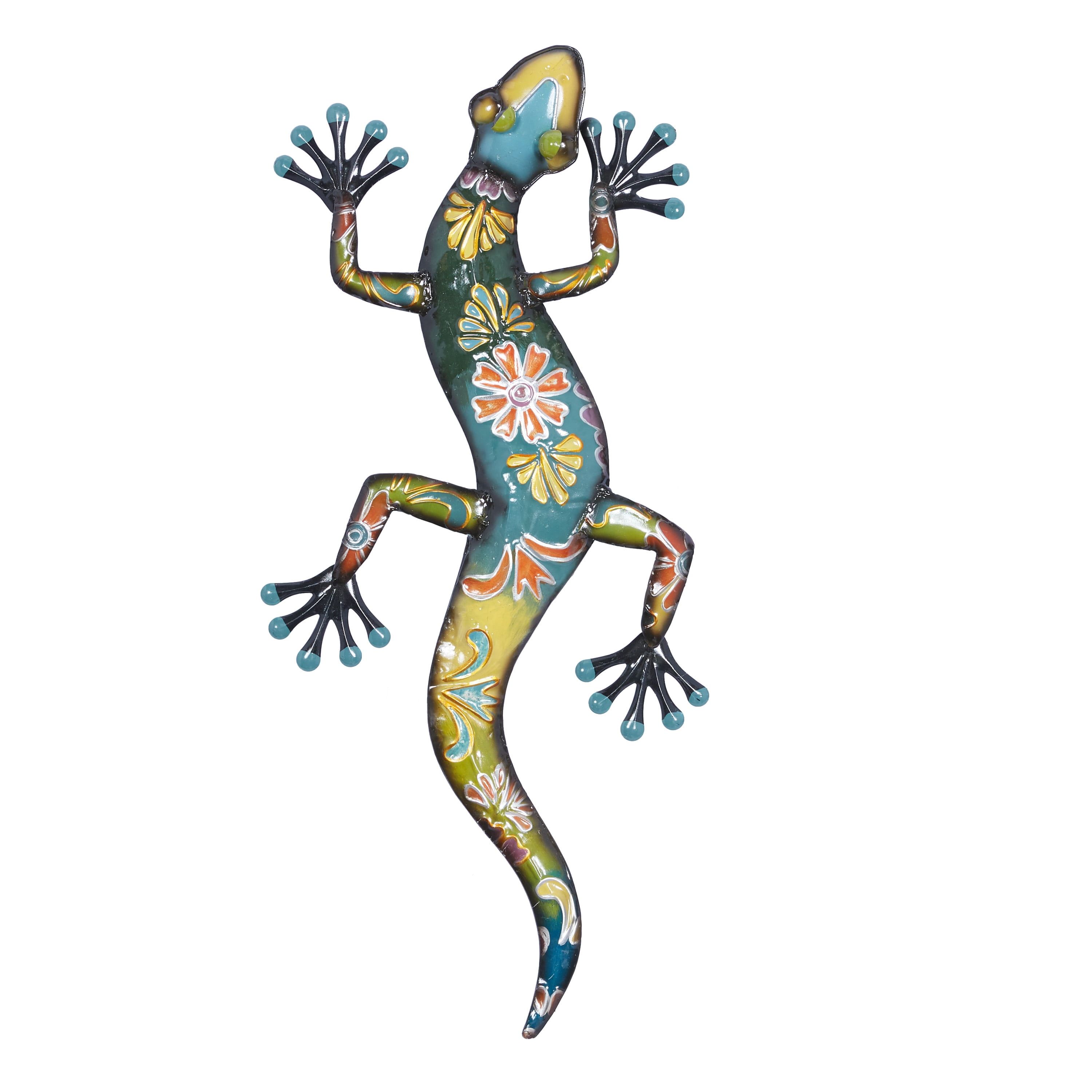 Multi-Colored Metal Floral Lizard Wall Decor, 32" x 15"
