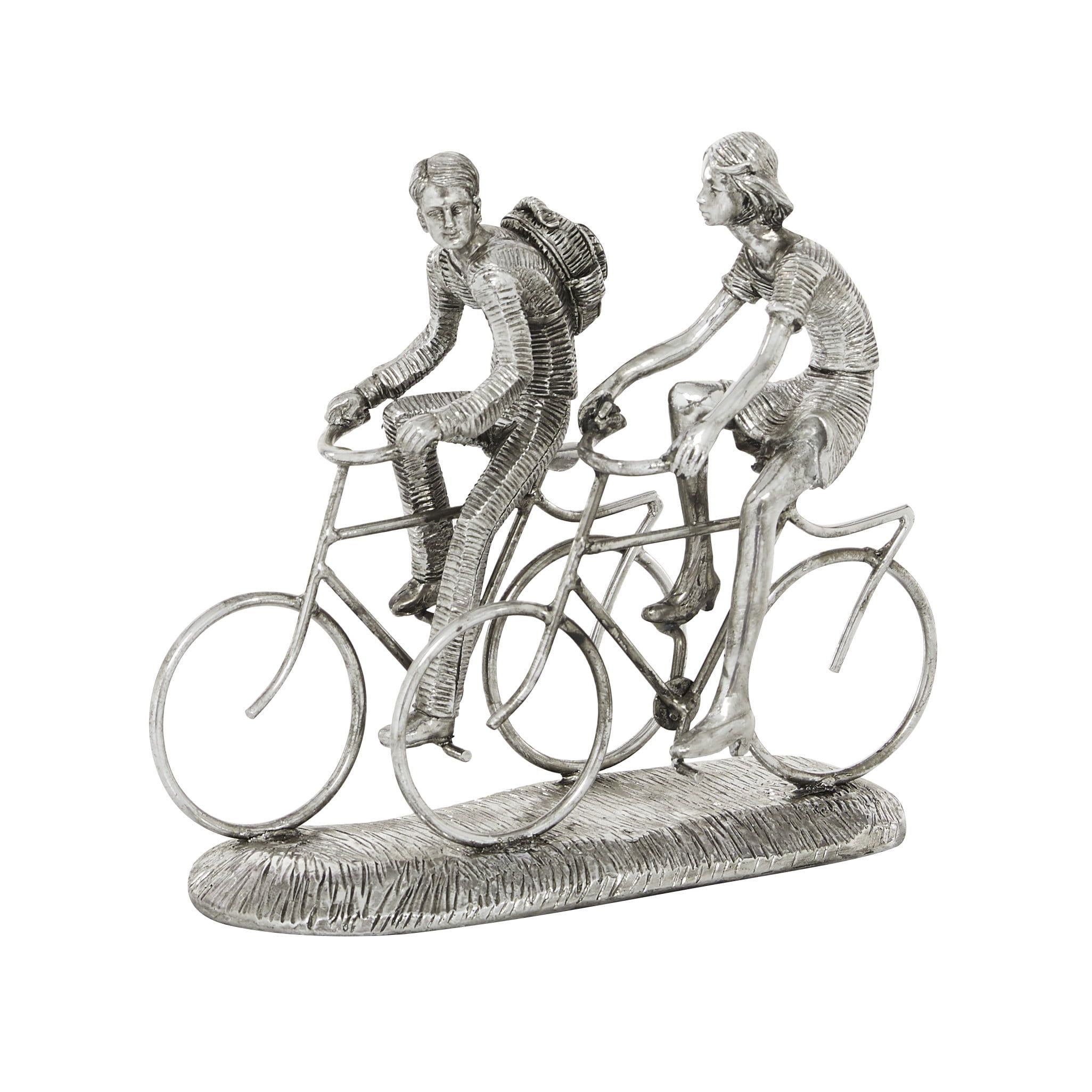 Silver Resin Bicycle Sculpture 14" Artistic Home Decor