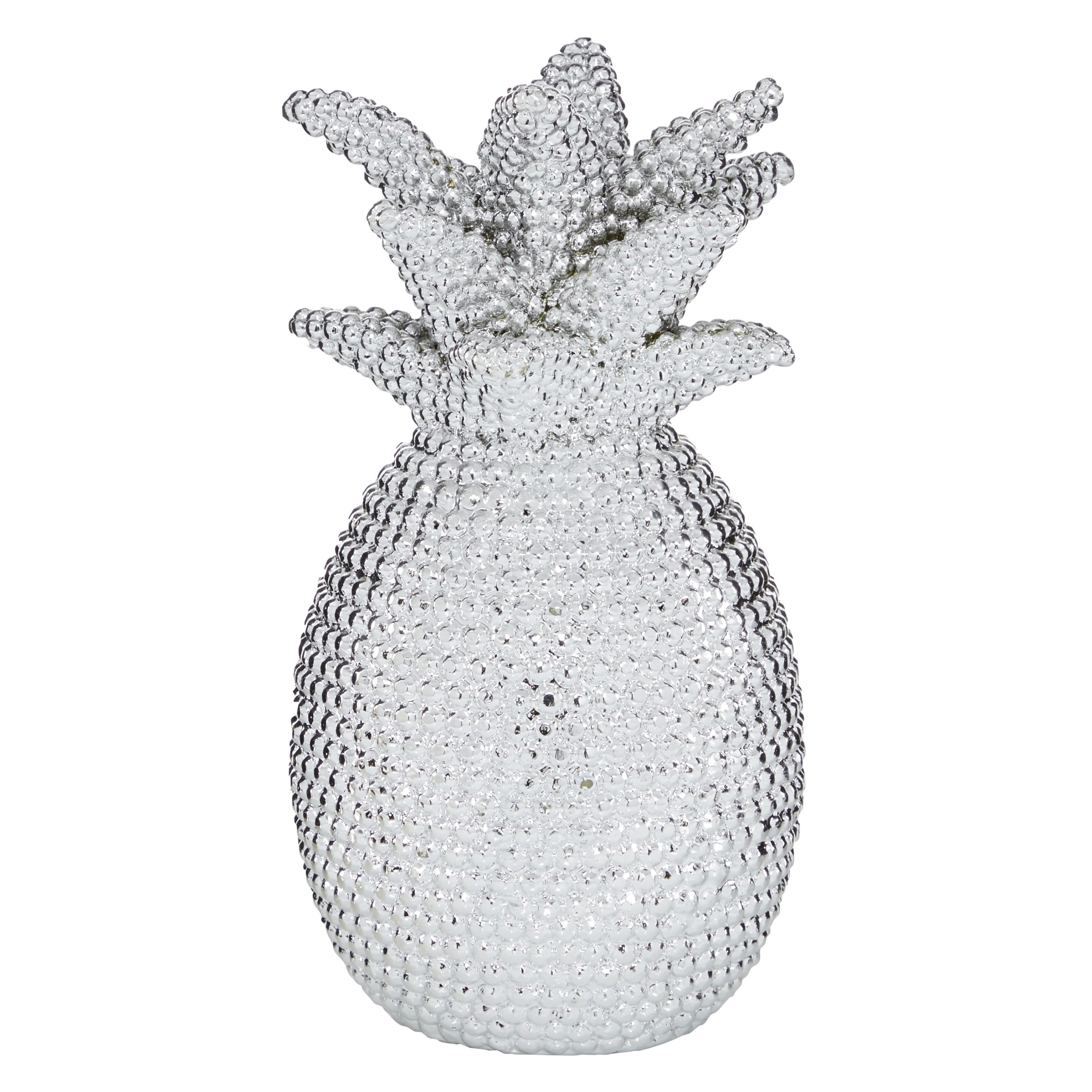 Silver Pineapple Elegance Polystone Sculpture 16"x11"