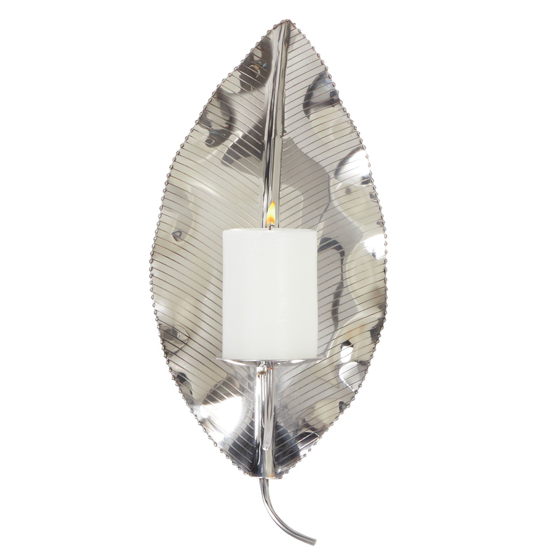 Elegant Silver Leaf-Shaped Stainless Steel Wall Sconce