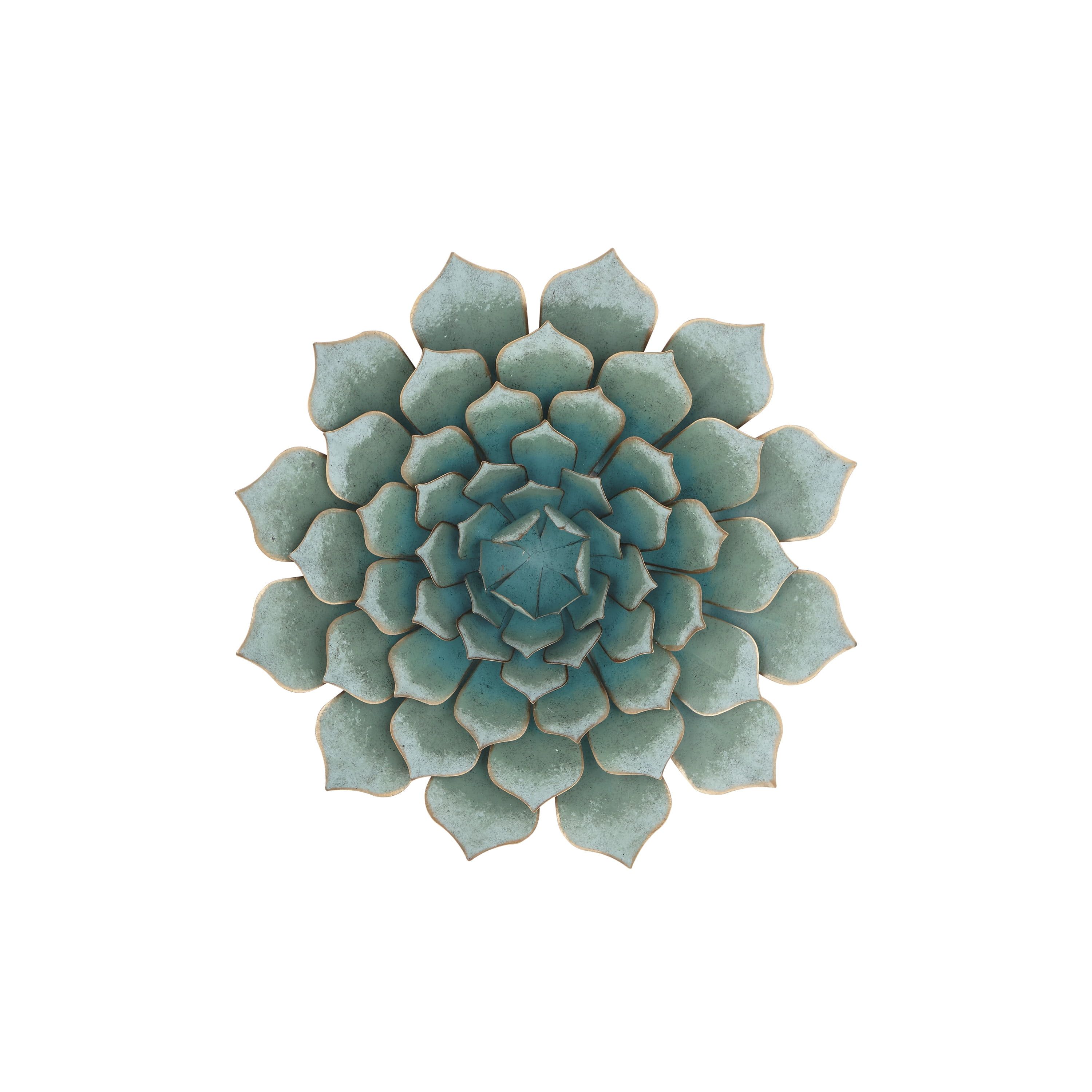 Teal Metal Floral Succulent Wall Sculpture, 23"