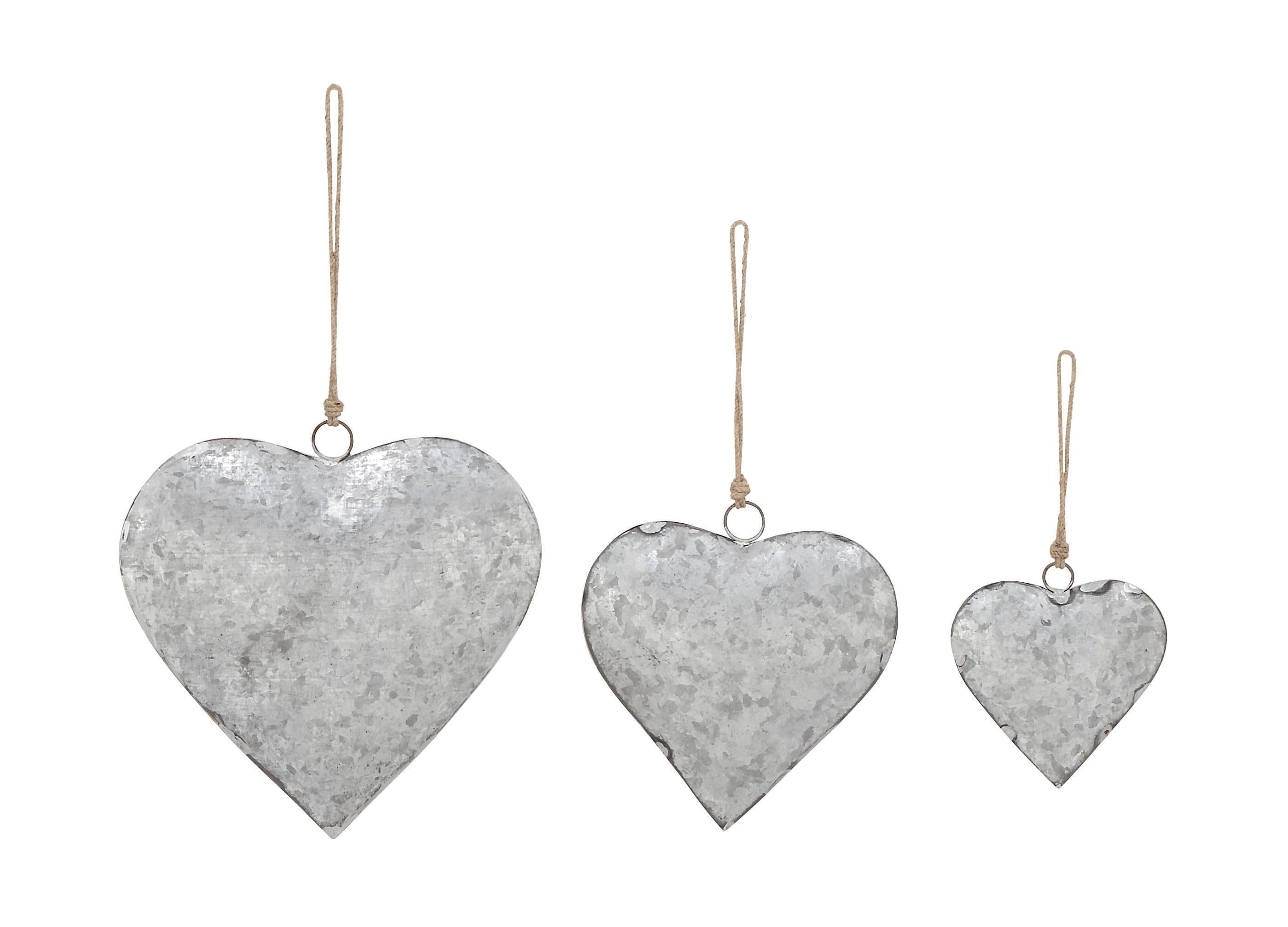 Gray Iron Heart-Shaped Rustic Wind Chimes with Jute Rope Hangers