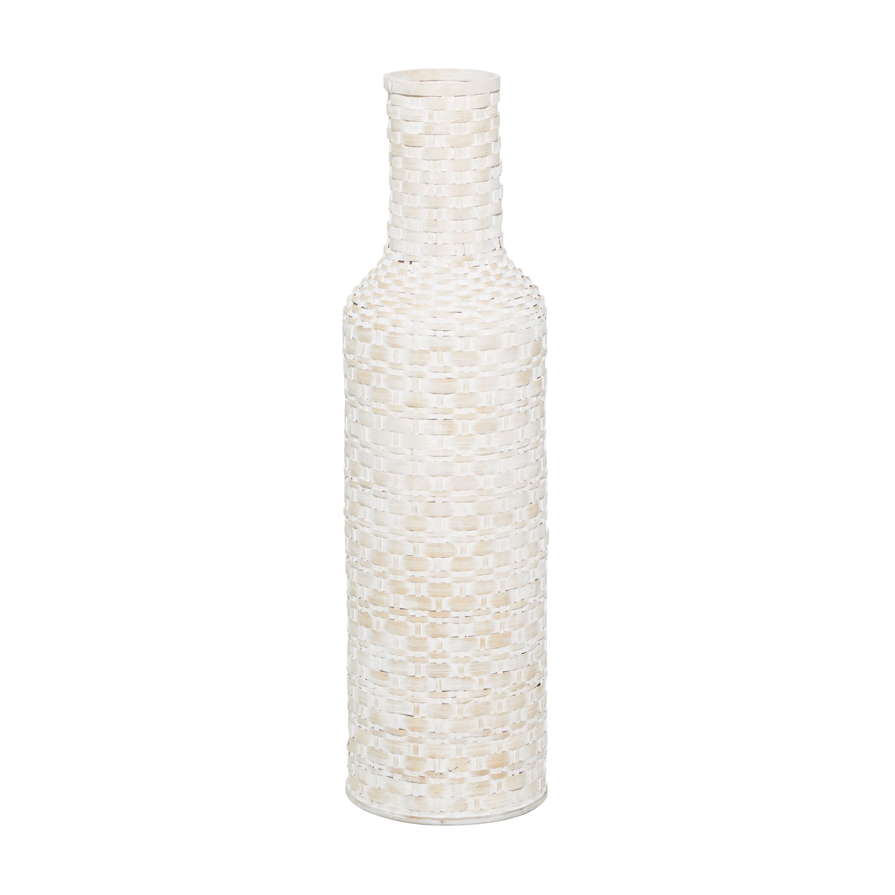 Bohemian Chic 30" White Woven Metal Floor Vase