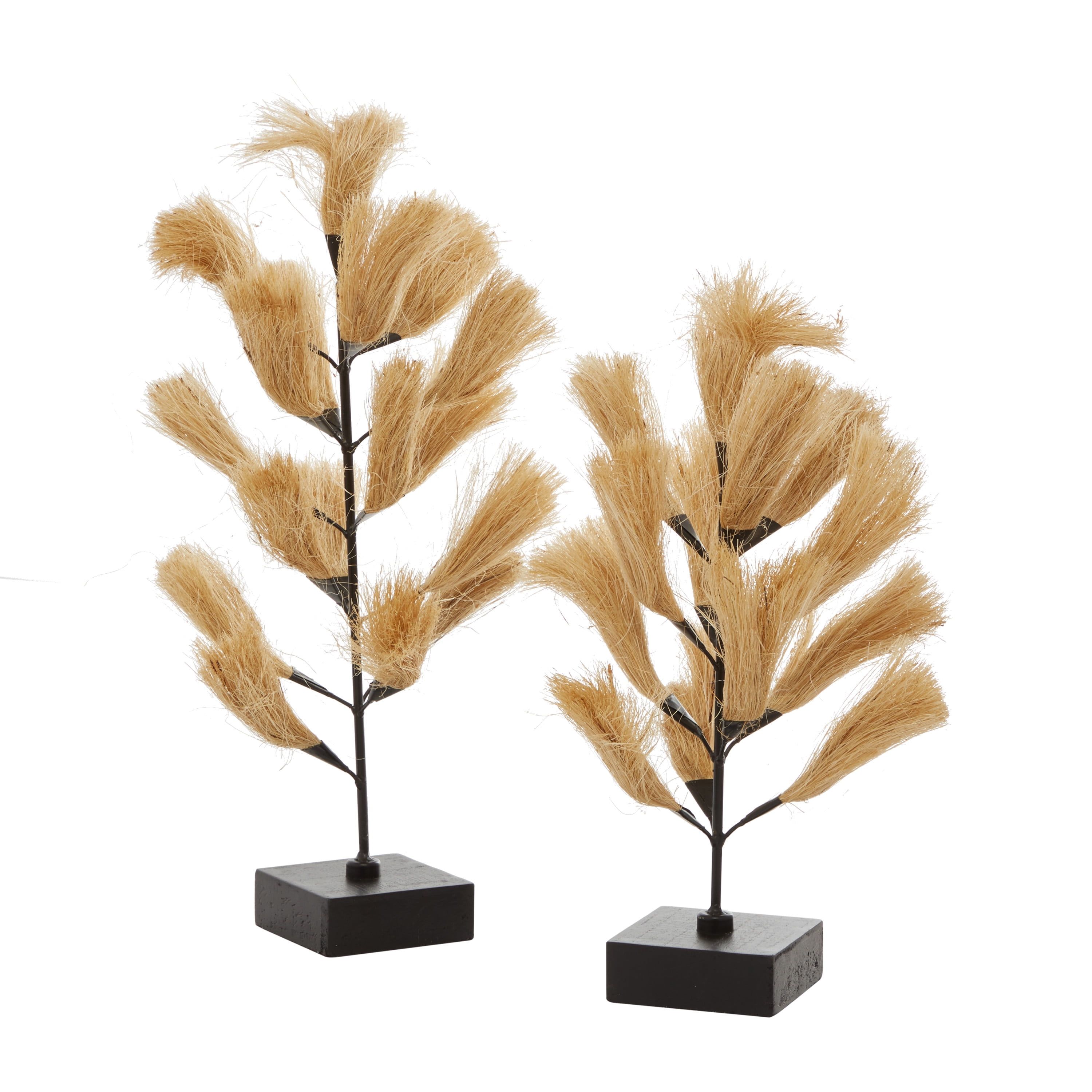 Natural Willow Grass Wood and Metal Sculpture Set