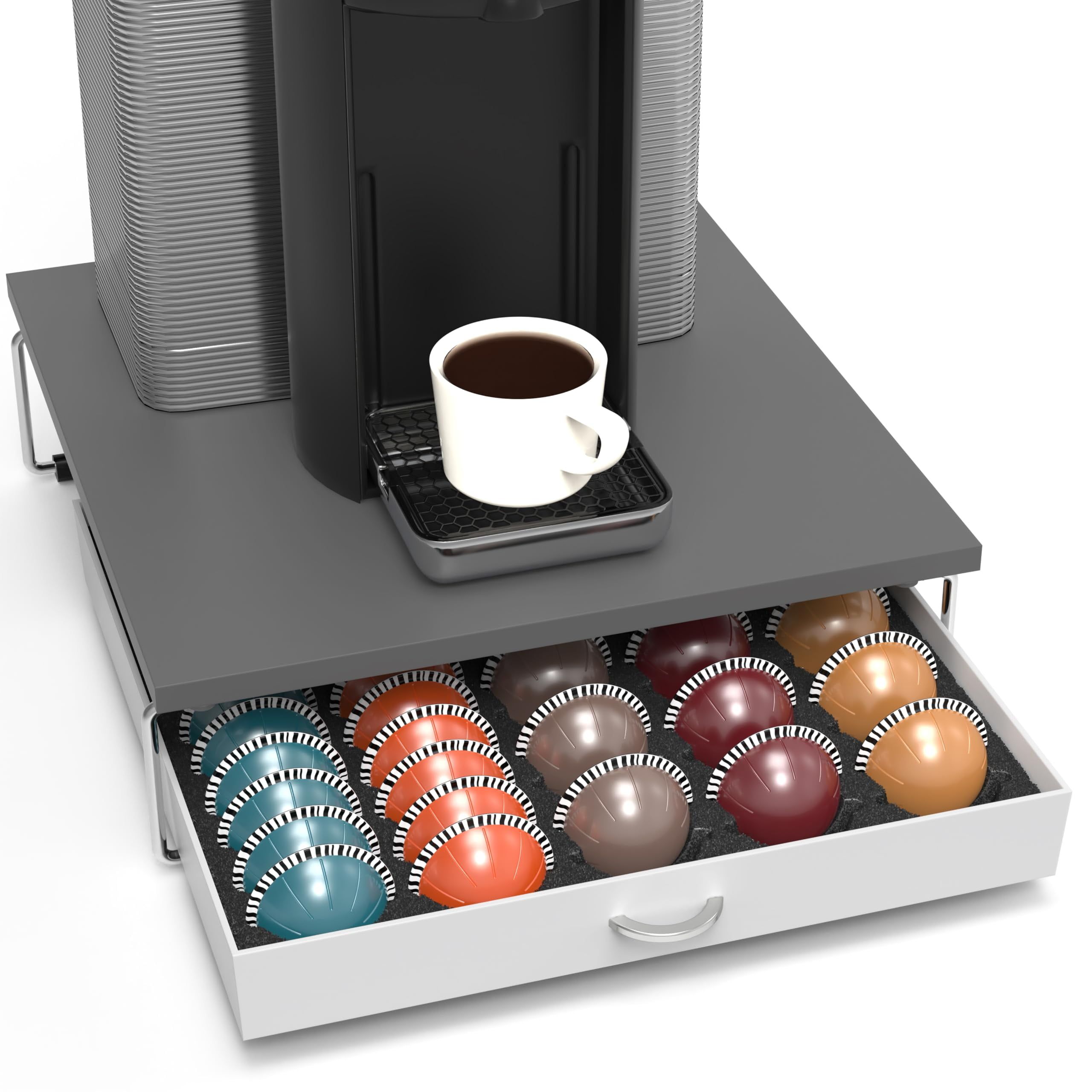 Gray High Capacity Vertuoline Coffee Pod Storage Drawer