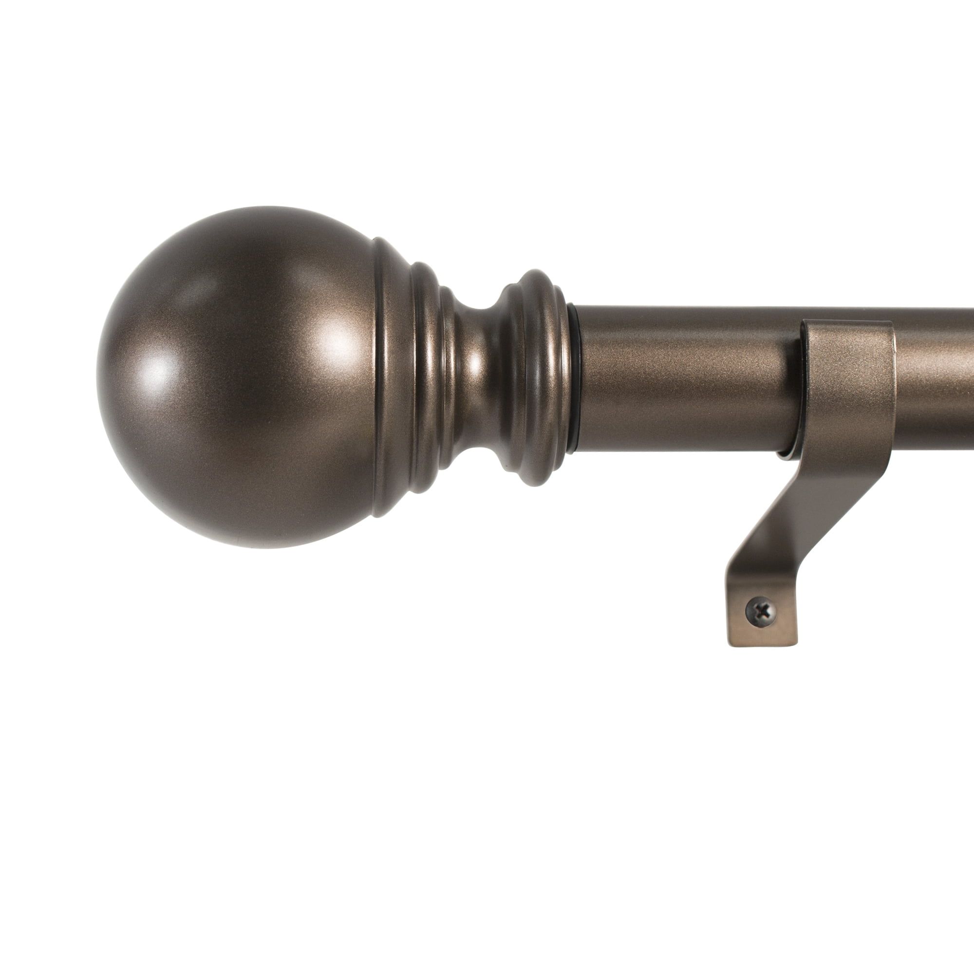 Bronze Adjustable Single Curtain Rod with Ball Finials 18-36"