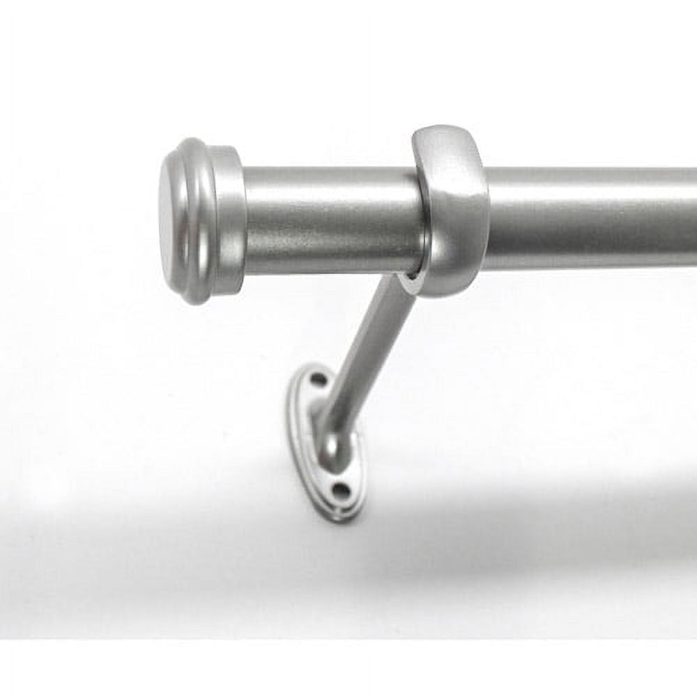 Nickel Adjustable Single Curtain Rod with Finial, 36-72 Inches