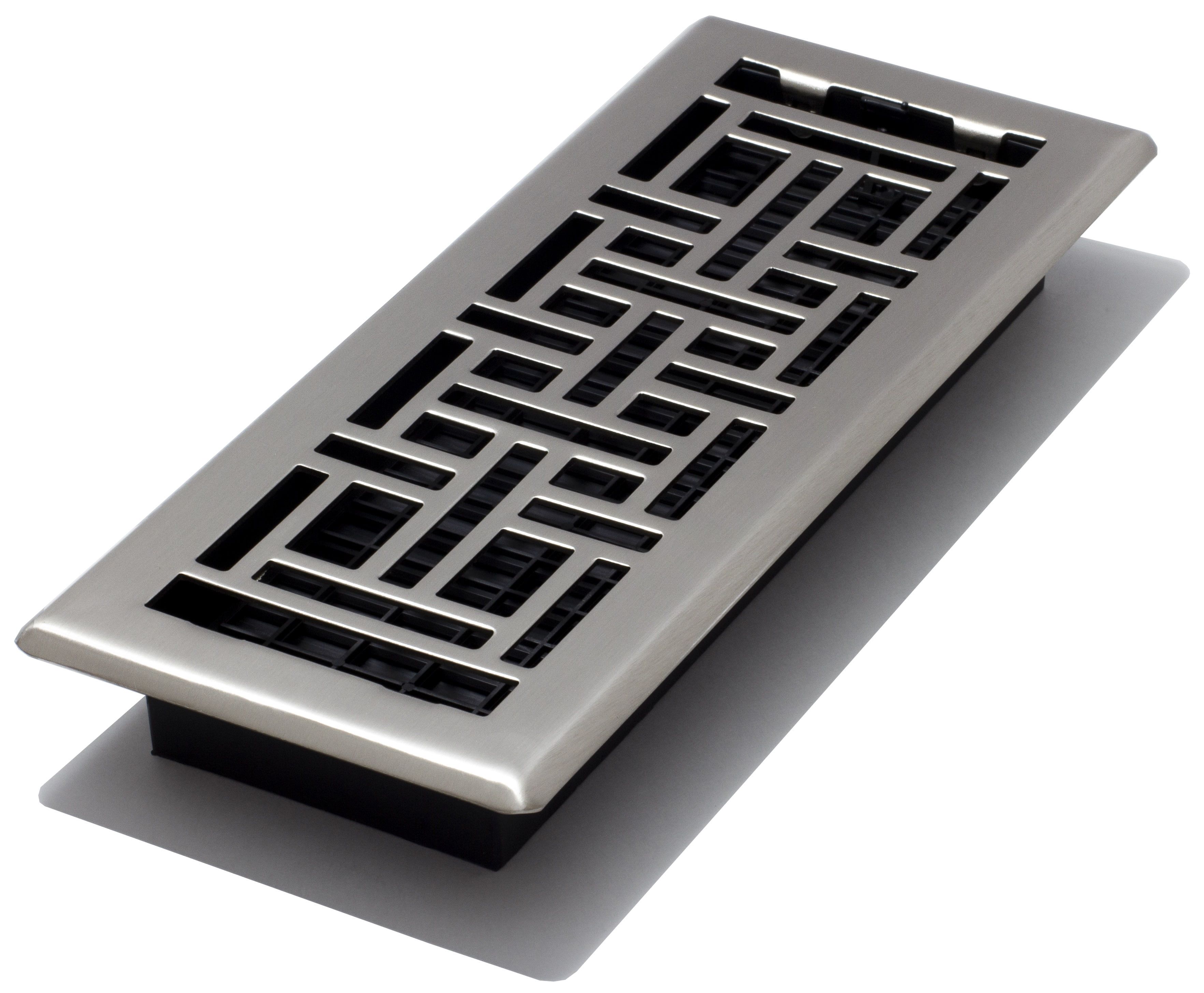 Oriental Design Brushed Nickel 4" x 12" Steel Floor Register