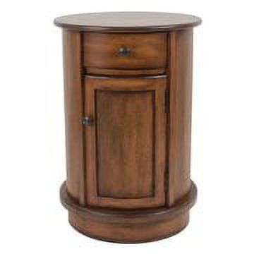 Honeynut Round Wood Storage Side Table with Drawer