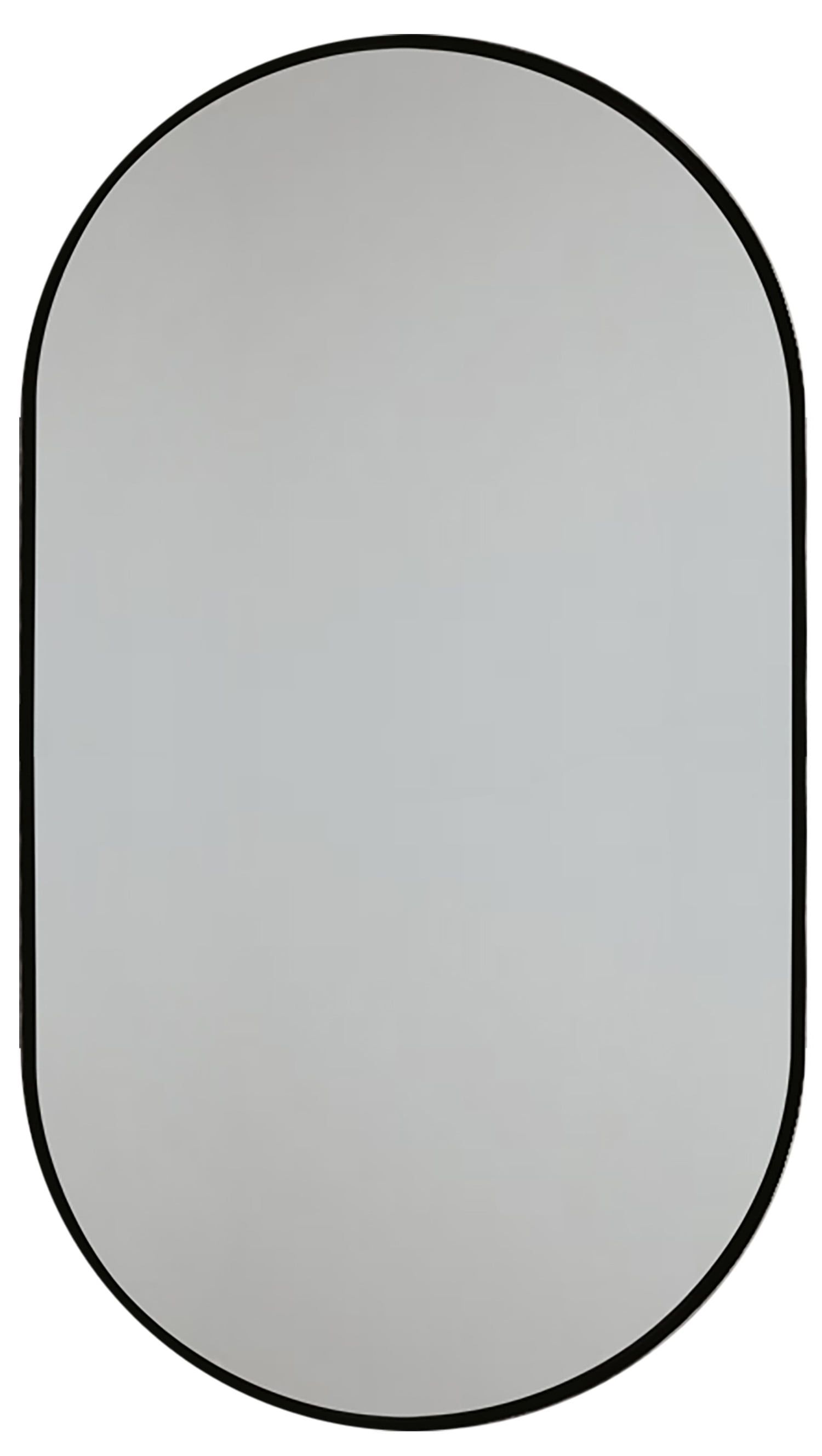 Frameless Oval Black Metal Bathroom Vanity Mirror 31.5 x 19.6 in.