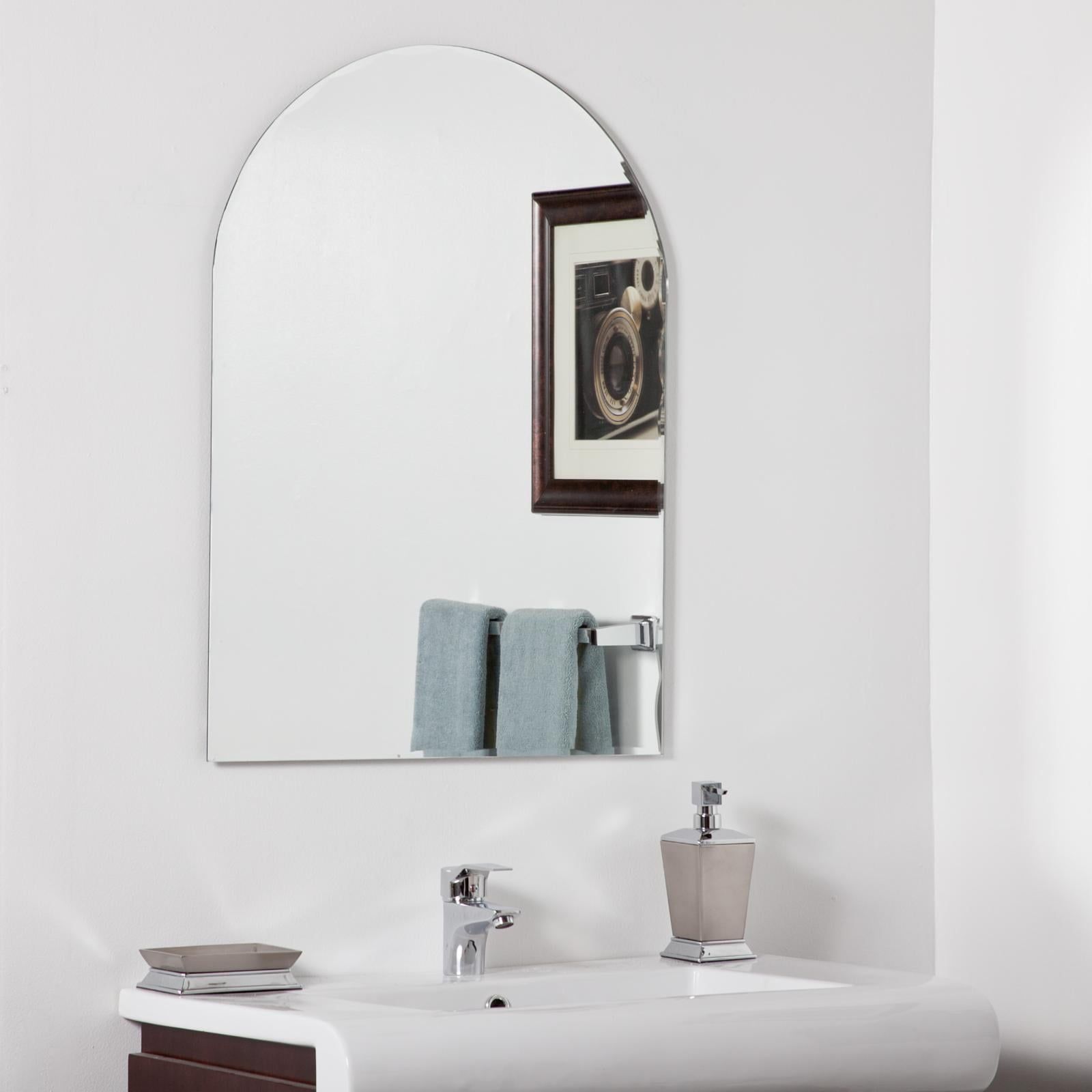 Elegant Frameless Rectangular Vanity Mirror with Arched Top